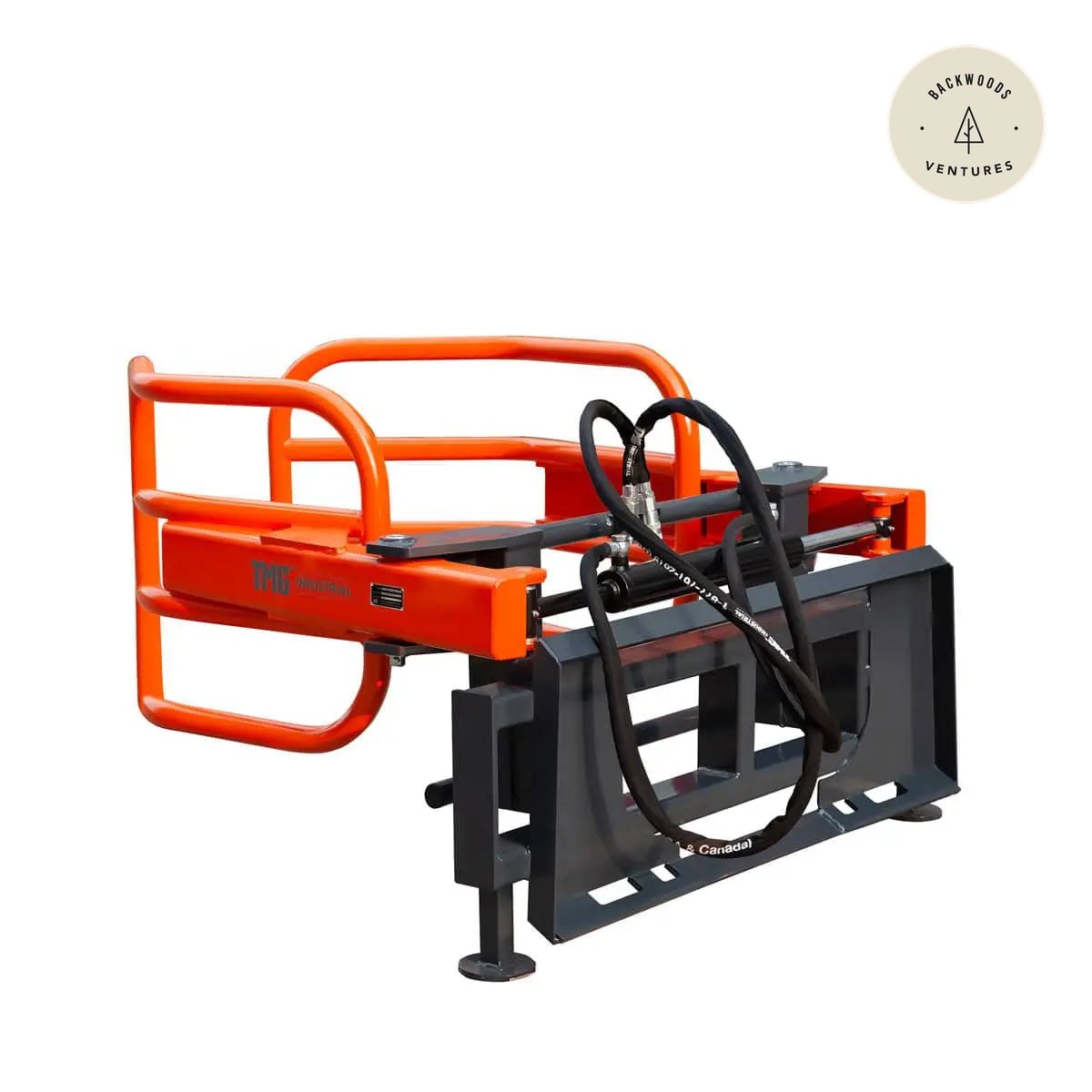 72" Skid Steer Hydraulic Round Bale Gripper/Squeeze Grapple, 2500 lb Capacity, 35" Depth, Dual Kickstands, Tubular Arms, Universal Quick-Mount, TMG-SBG72