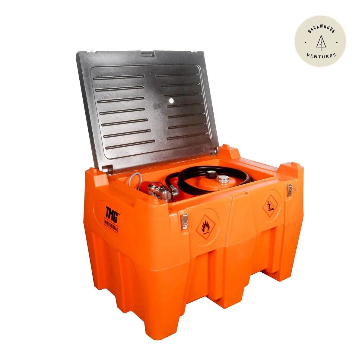 116 Gallon Diesel Poly Fuel Tank, Ratchet Strap Recesses, 15 GPM Fuel Pump, Lockable Lid, Reinforced Single Wall Design, TMG-DFT116