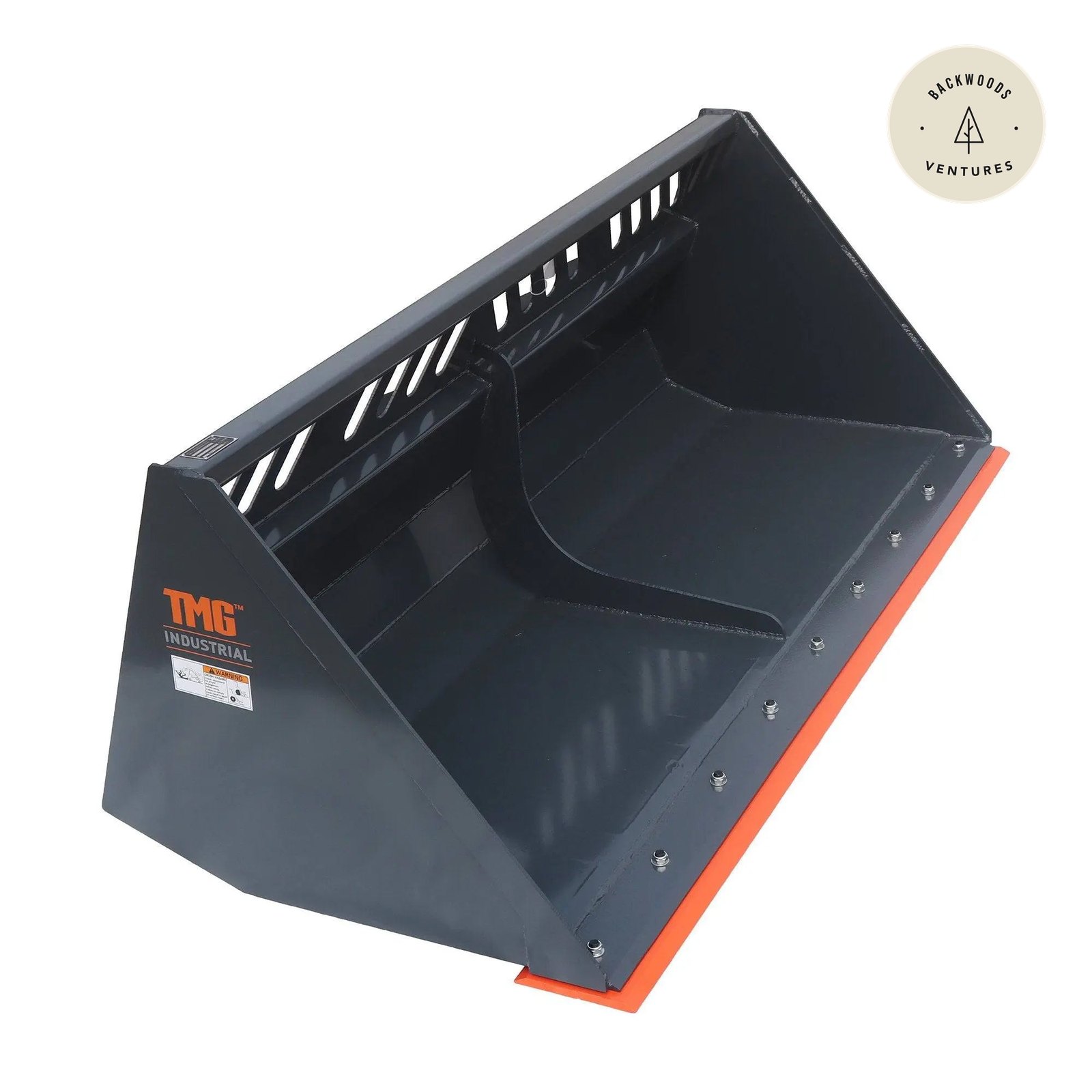 Heavy-Duty 84" Skid Steer Snow/Mulch Bucket, Bolt-On Cut Edge, 1500-lb Weight Capacity, Universal Quick Mount, TMG-SN84