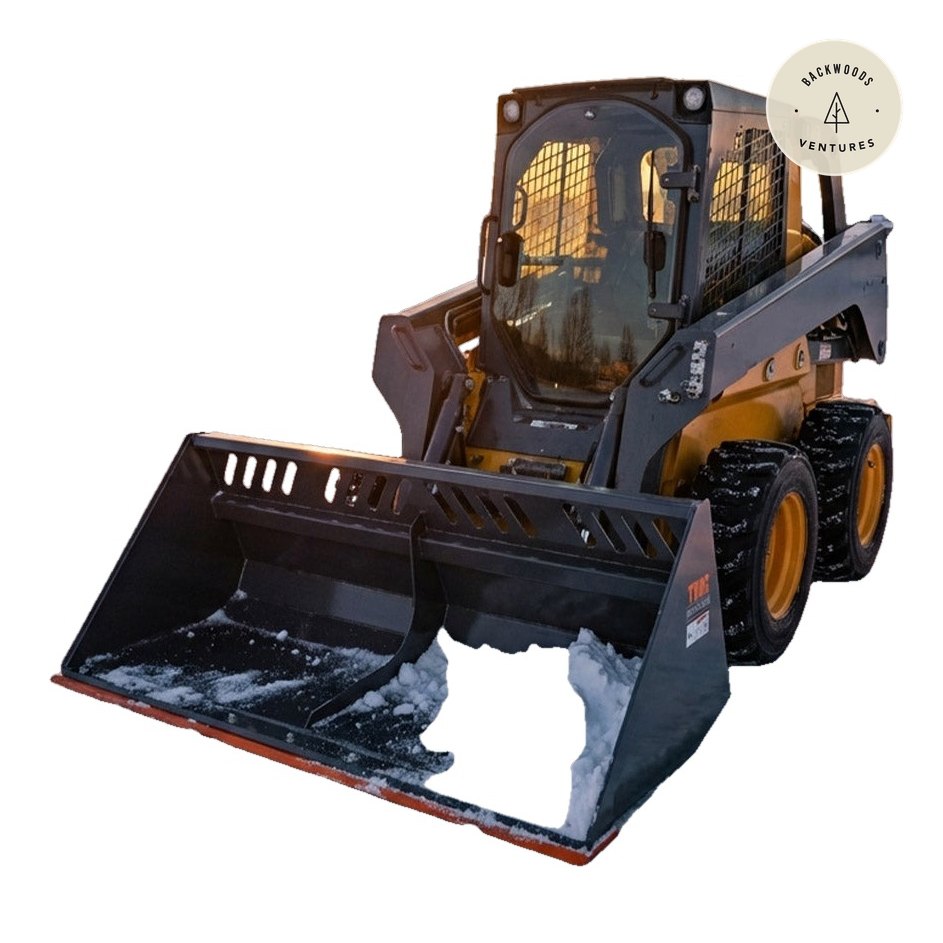 Heavy-Duty 84" Skid Steer Snow/Mulch Bucket, Bolt-On Cut Edge, 1500-lb Weight Capacity, Universal Quick Mount, TMG-SN84