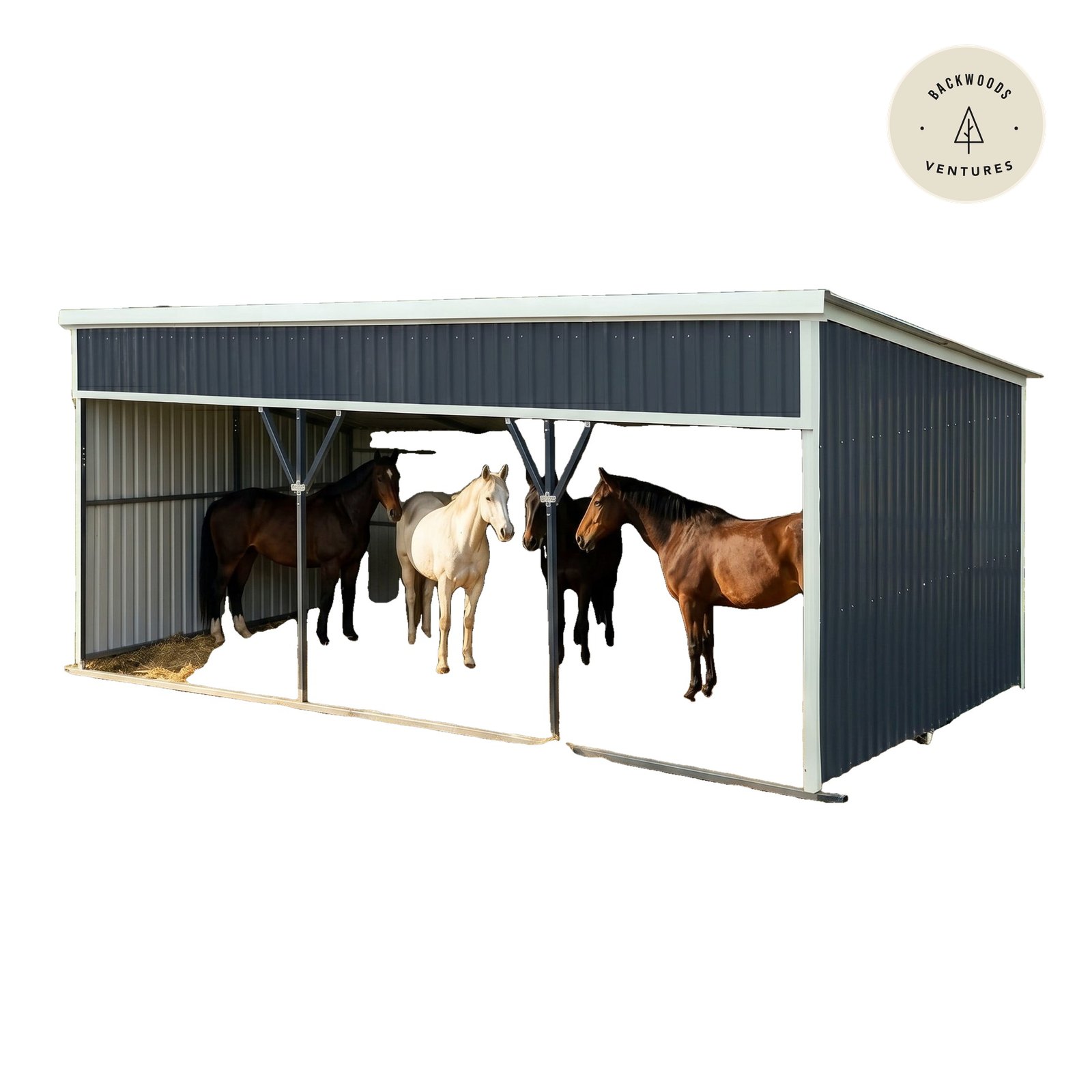 12’ x 27’ Horse Run-In Shed with Portable Skid Mount and Wide Front Opening for Livestock Shelter, Bolts & Nuts Assembling TMG-MSK1227