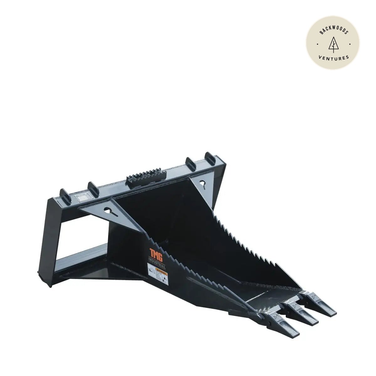 50" Skid Steer Stump Bucket Wrecker w/Universal Quick Attach Mount, Bolt-On Cutting Teeth, Curved Bottom, Reverse Curled Ripper Teeth, TMG-SB50