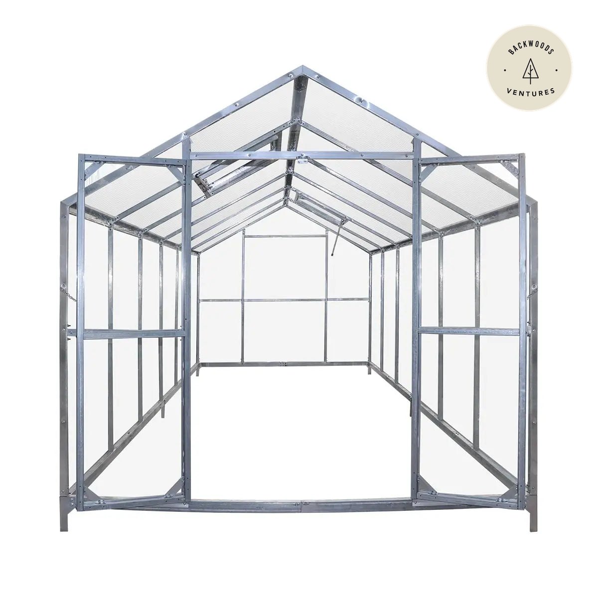 TMG Heavy Series™ 8' x 20' Greenhouse Kit with Galvanized Steel Frame, Polycarb Roof and Crystal-Clear Walls TMG-GH821