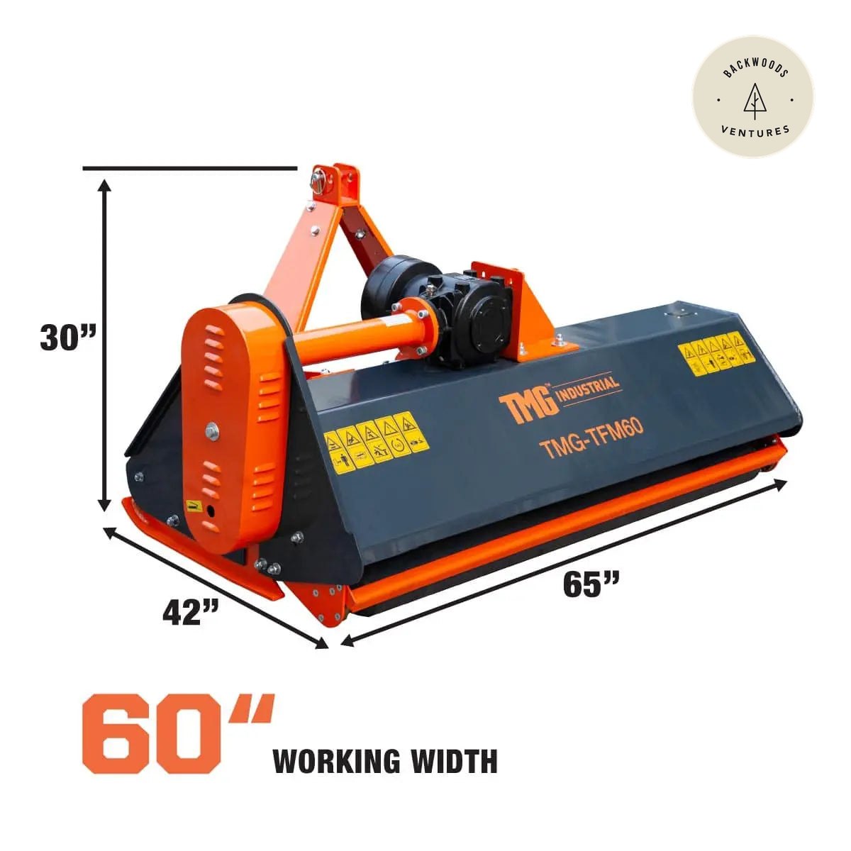 60" Heavy Duty Flail Mower with Forged Hammers for Tractors 30–60HP, PTO Shaft, TMG-TFM60