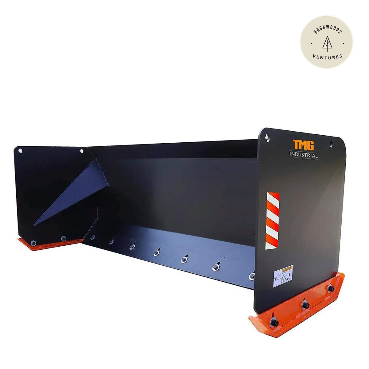 9' Skid Steer Snow Pusher w/Steel Cutting Edge, Pivoting Wear Shoes, Side Braces, 40-70 HP, TMG-SP09