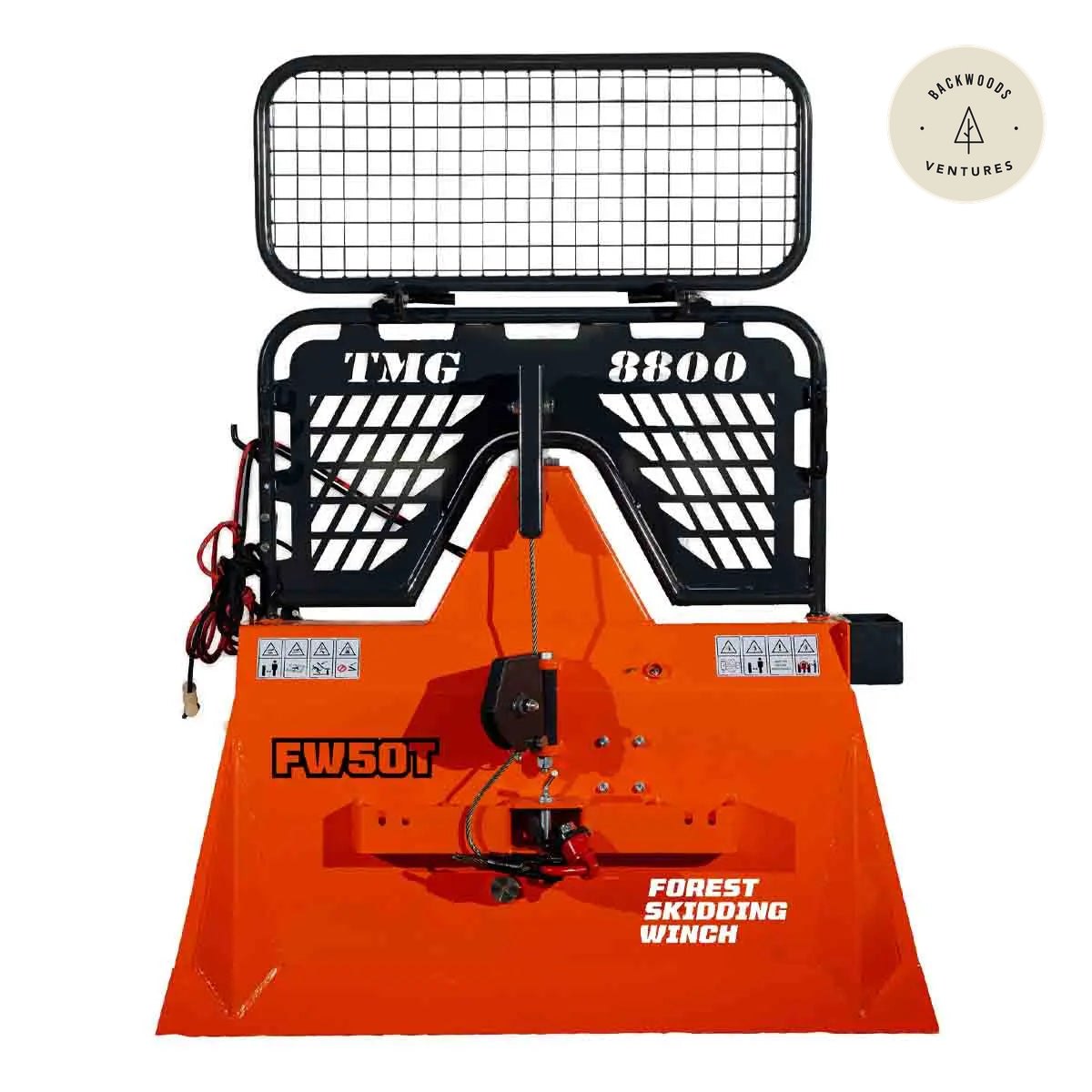 8,800-lb Skidding Winch Pro – Attachment for 30-50 HP Tractors, 3-Point Hitch, 200' Steel Cable TMG-FW50T