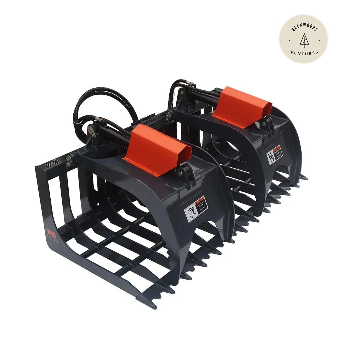 84" Skid Steer Rock Skeleton Grapple Attachment, Universal Mount, 36" Arm Opening, 6" Tine Spacing, 2500 lb Weight Capacity TMG-SG84