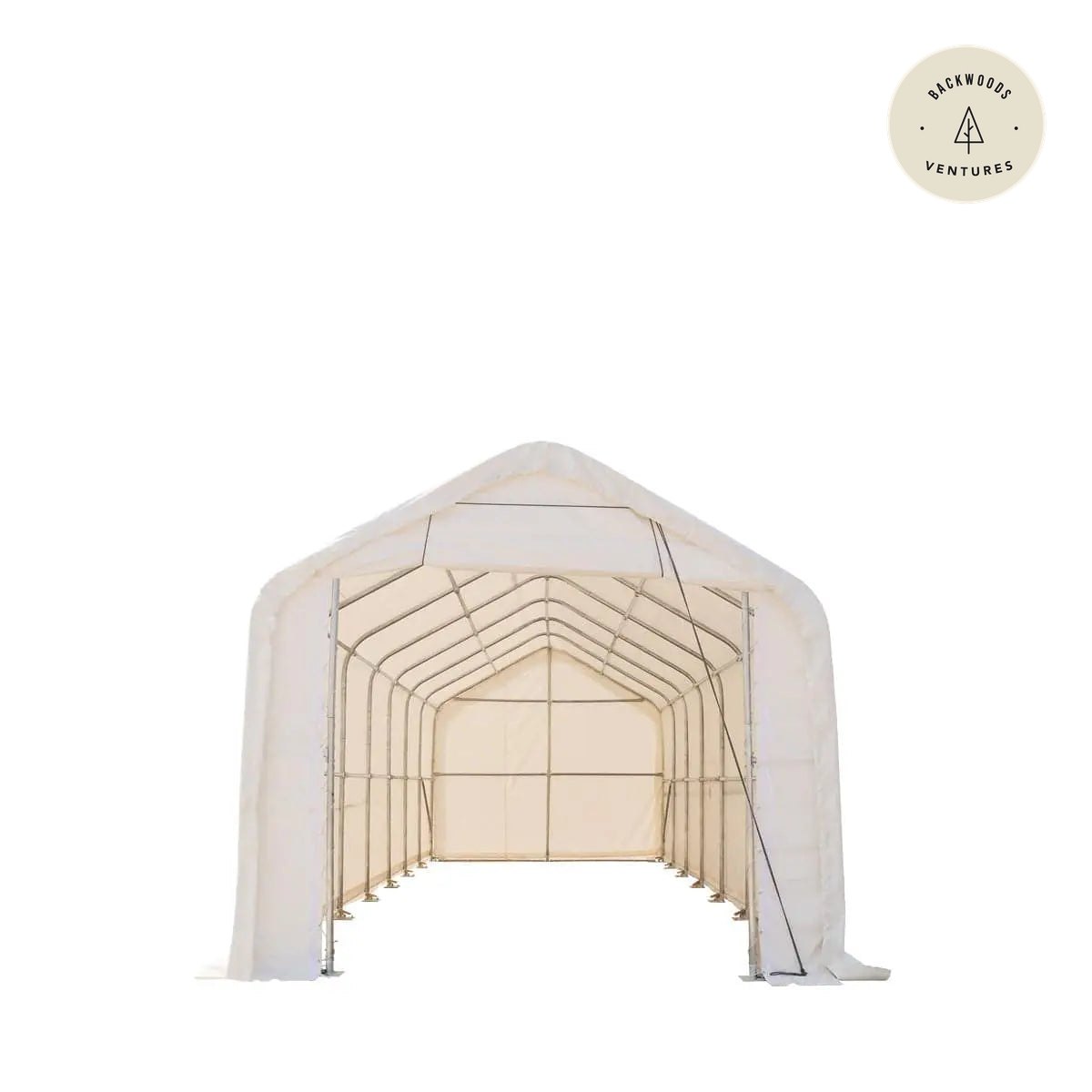 15' x 35' RV Carport Motorhome Storage Shelter, 17 oz PVC Fabric Cover, Front Roll-Up Door, Enclosed Rear Wall, 3-Layer Galvanized Steel Frame, 10' Straight Sidewalls, TMG-ST1535