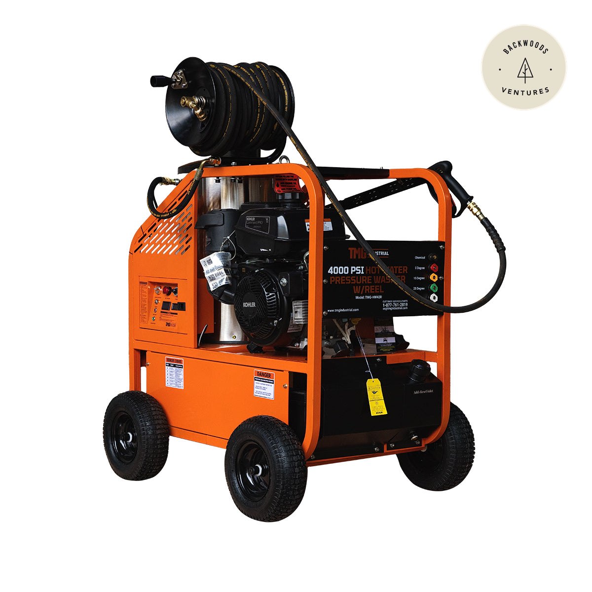 4000 PSI Hot Water Pressure Washer with 85' Hose Reel, 14 HP Kohler Engine TMG-HW42R