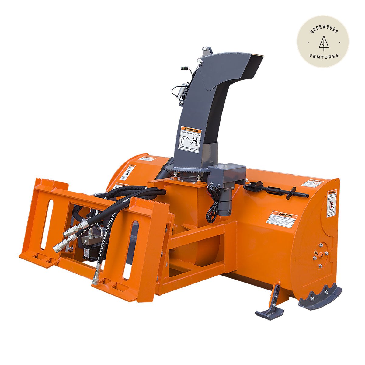 60" Skid Steer Snow Blower, 25-55 HP, 24" Impeller, 360° Motor Driven Snow Chute, TMG-SSB60