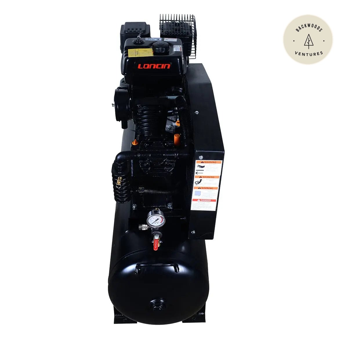 40 Gallon Skid Mount Gas Air Compressor, 2-Stage Belt Drive, 9 HP Engine, horizontal Tank TMG-GAC40