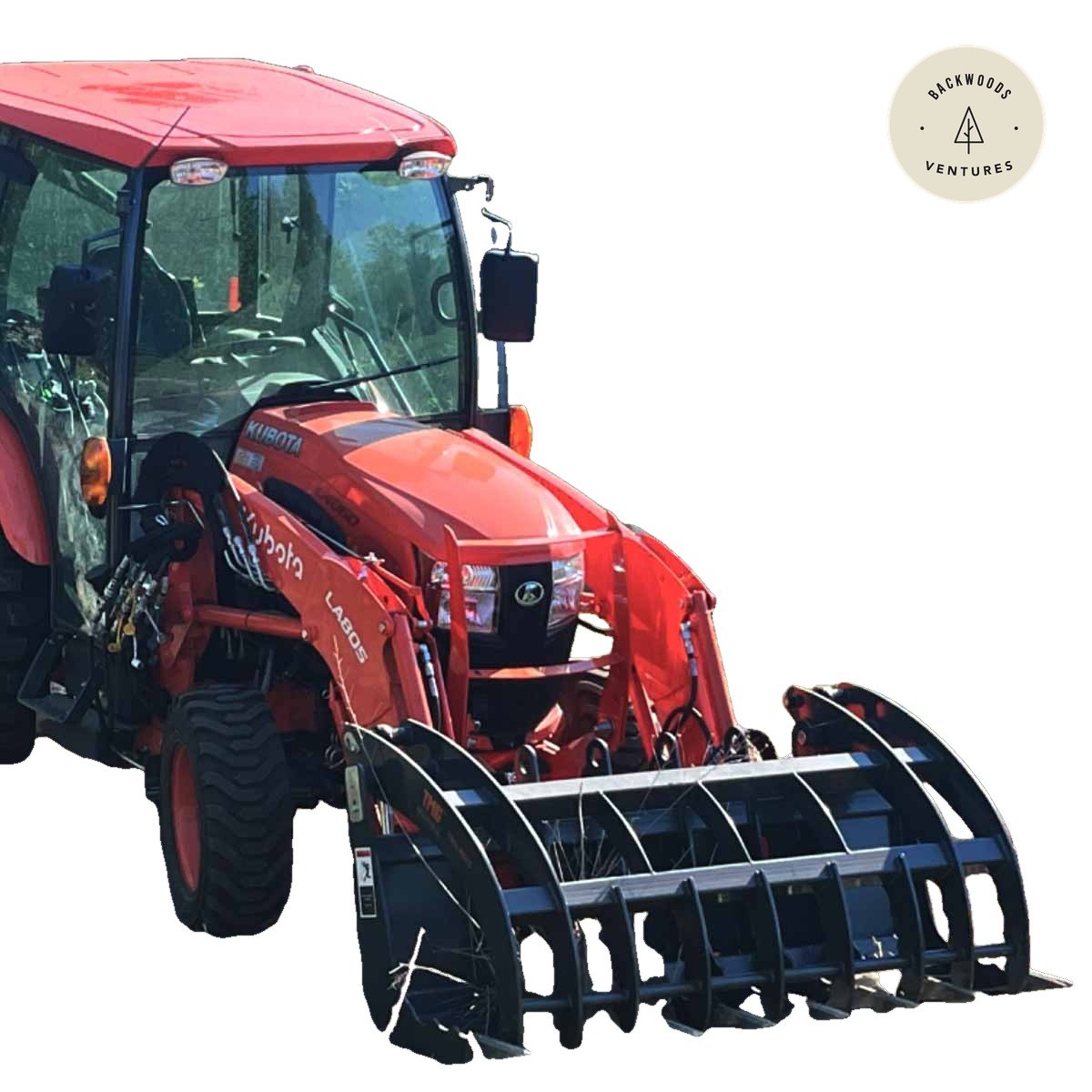 72" Skid Steer Root Rake Grapple Attachment, Universal Mount, 53" Jaw Opening, 9" Tine Spacing, 3000 lb Weight Capacity, TMG-RG72