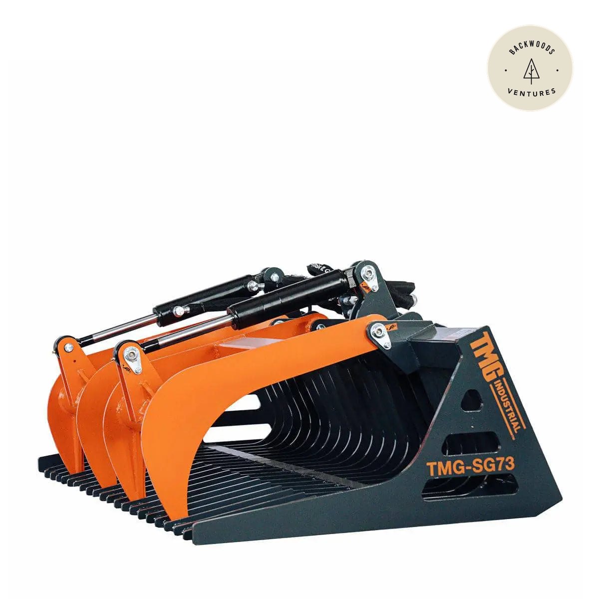72" Skid Steer Skeleton Grapple Attachment, Universal Mount, 34" Arm Opening, 3" Tine Spacing, 2600 lb Weight Capacity, TMG-SG73