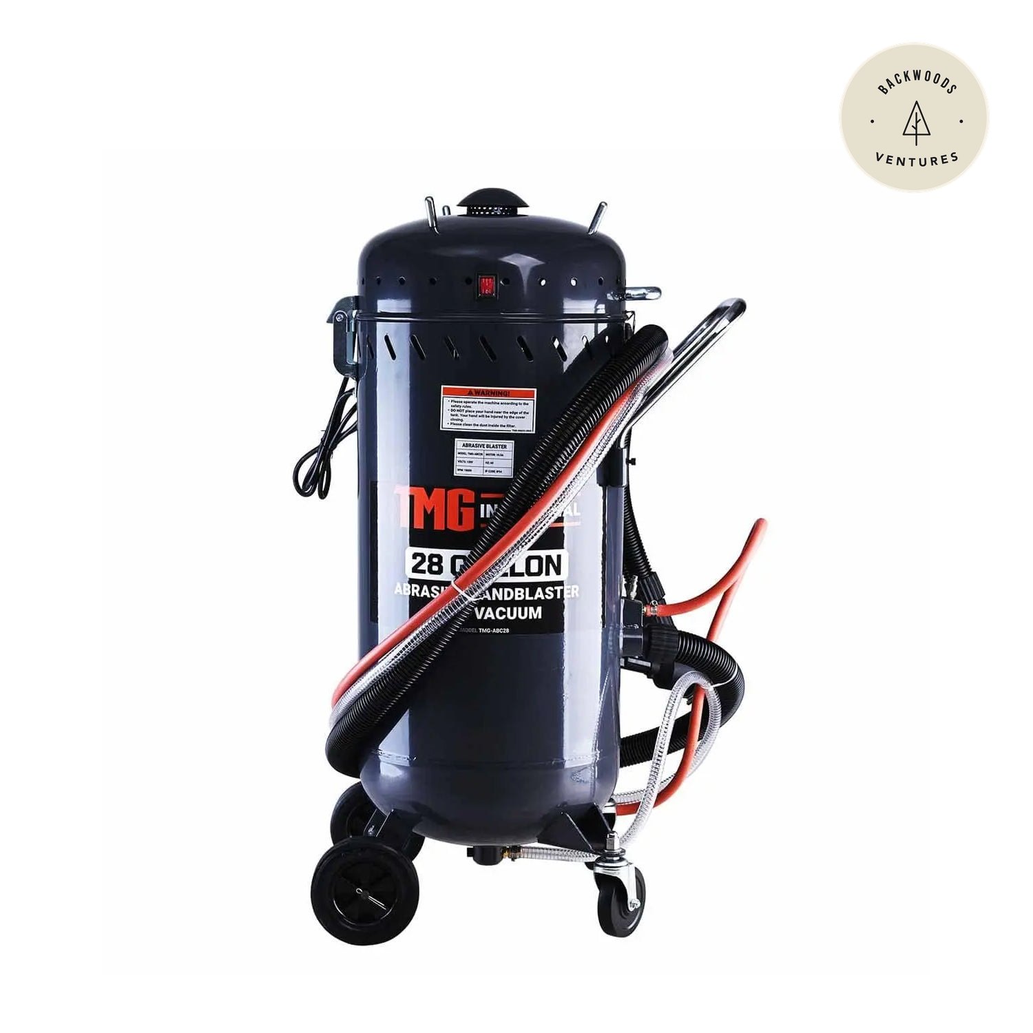 28 Gallon Abrasive Sandblaster, Built-in 1200W Vacuum System, 115 PSI, 90 CFM TMG-ABC28