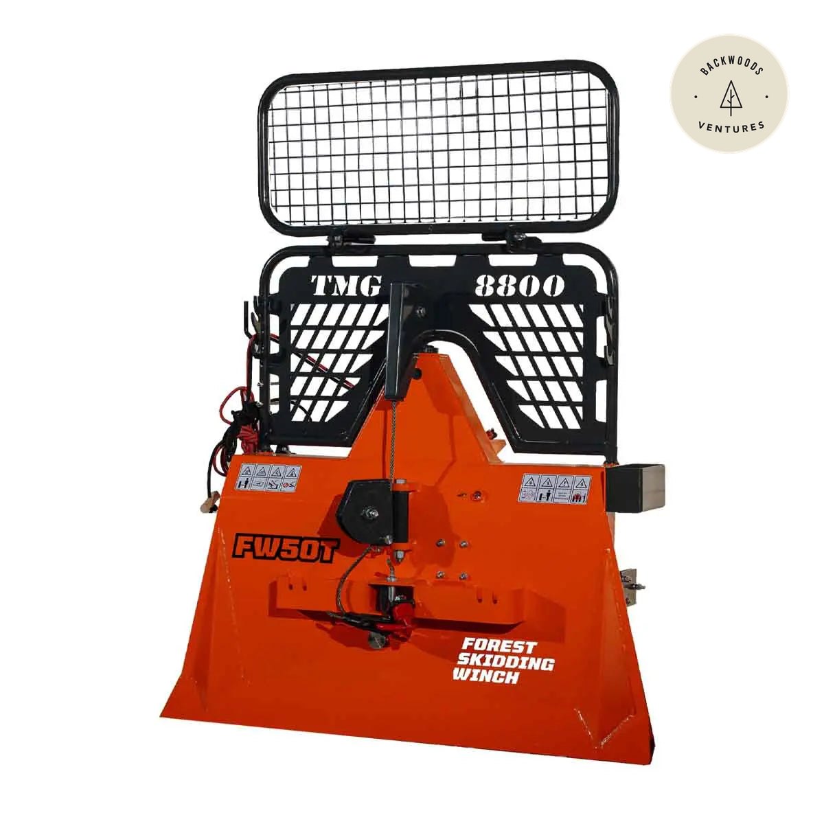 8,800-lb Skidding Winch Pro – Attachment for 30-50 HP Tractors, 3-Point Hitch, 200' Steel Cable TMG-FW50T