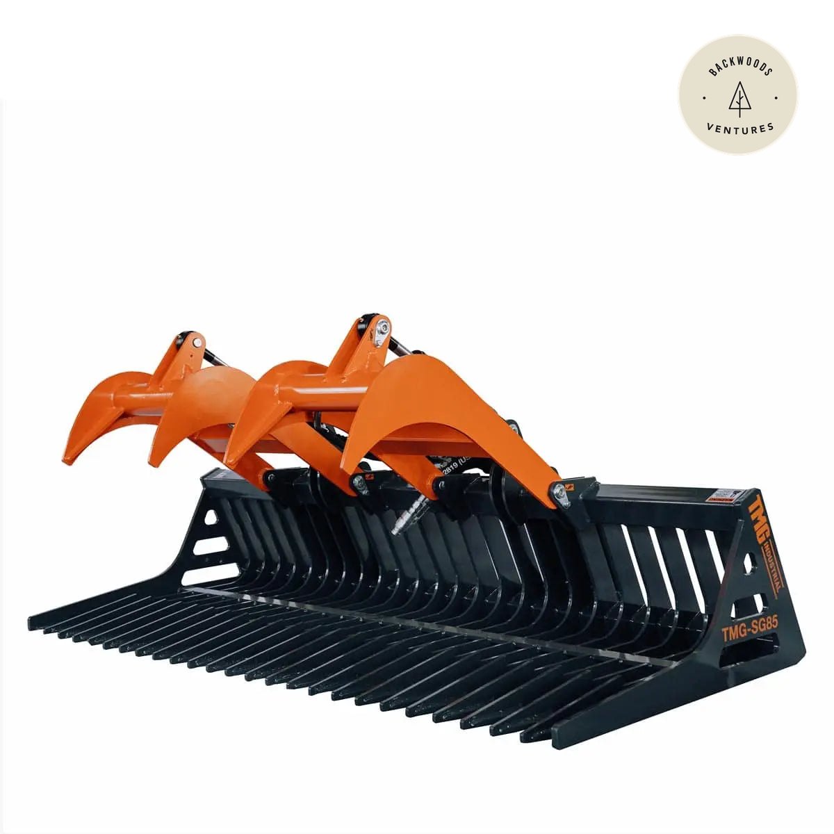 84" Skid Steer Skeleton Grapple Attachment, Universal Mount, 34" Arm Opening, 3" Tine Spacing, 2600 lb Weight Capacity, TMG-SG85