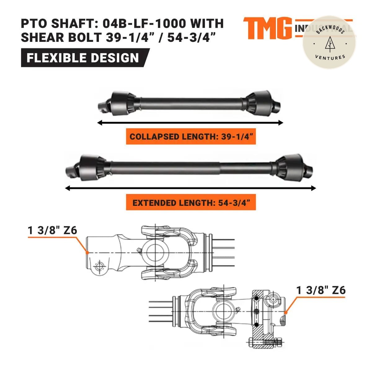 72" Tow-Behind 3-Point Hitch Finish Mower, 30-50 HP Compact Tractor, PTO Drive Shaft Included, TMG-TFN72