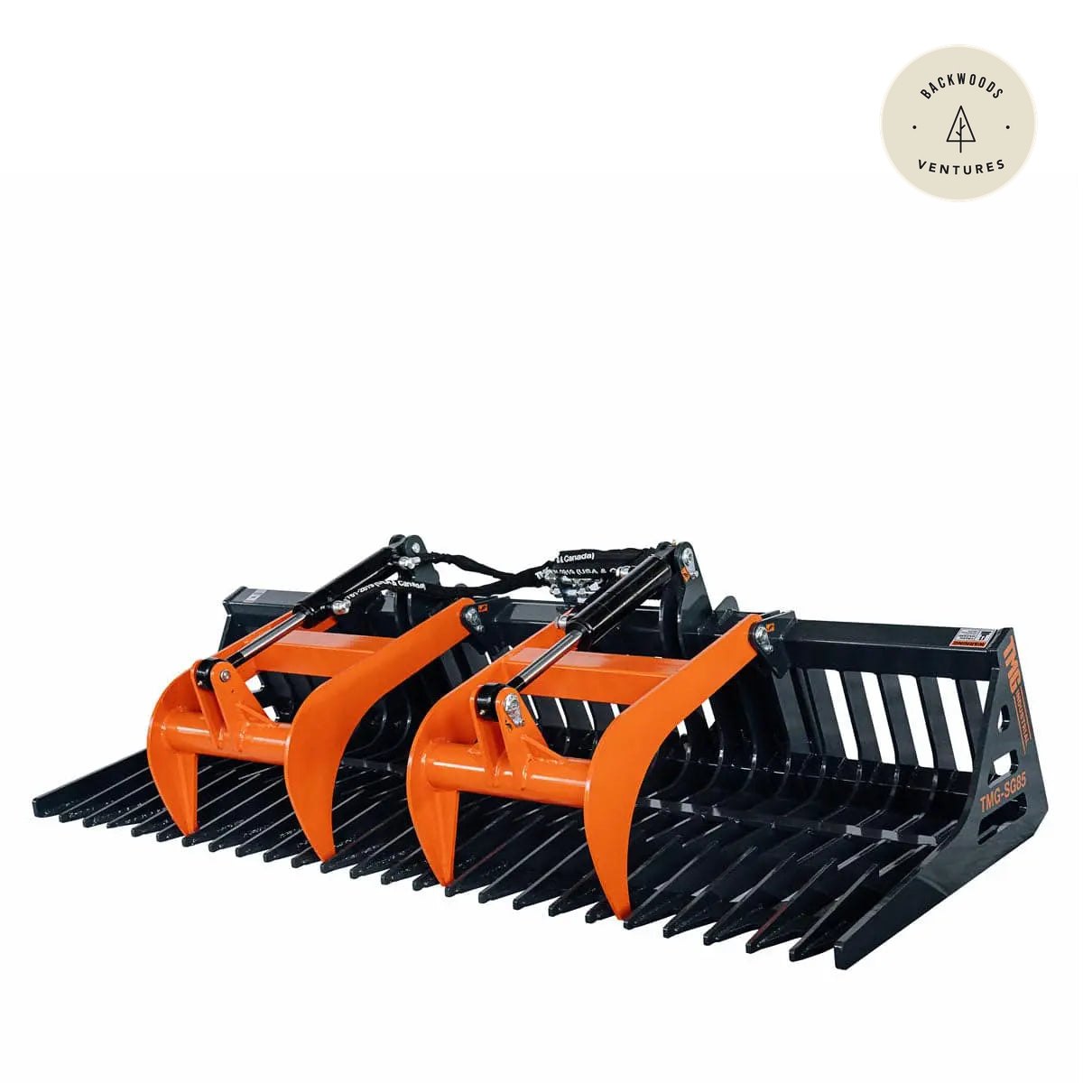 84" Skid Steer Skeleton Grapple Attachment, Universal Mount, 34" Arm Opening, 3" Tine Spacing, 2600 lb Weight Capacity, TMG-SG85