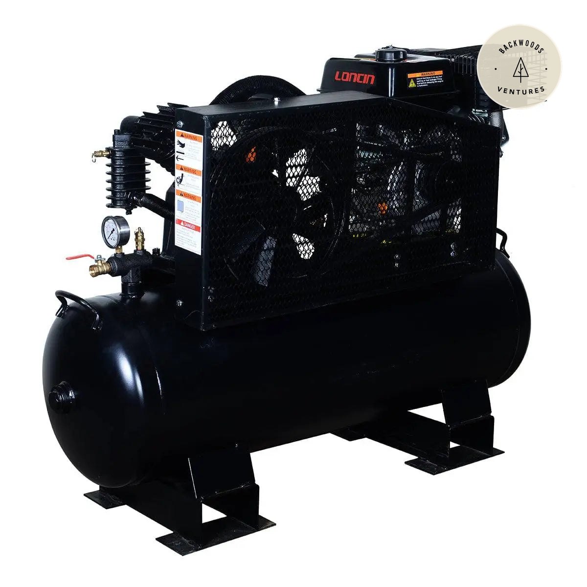 40 Gallon Skid Mount Gas Air Compressor, 2-Stage Belt Drive, 9 HP Engine, horizontal Tank TMG-GAC40