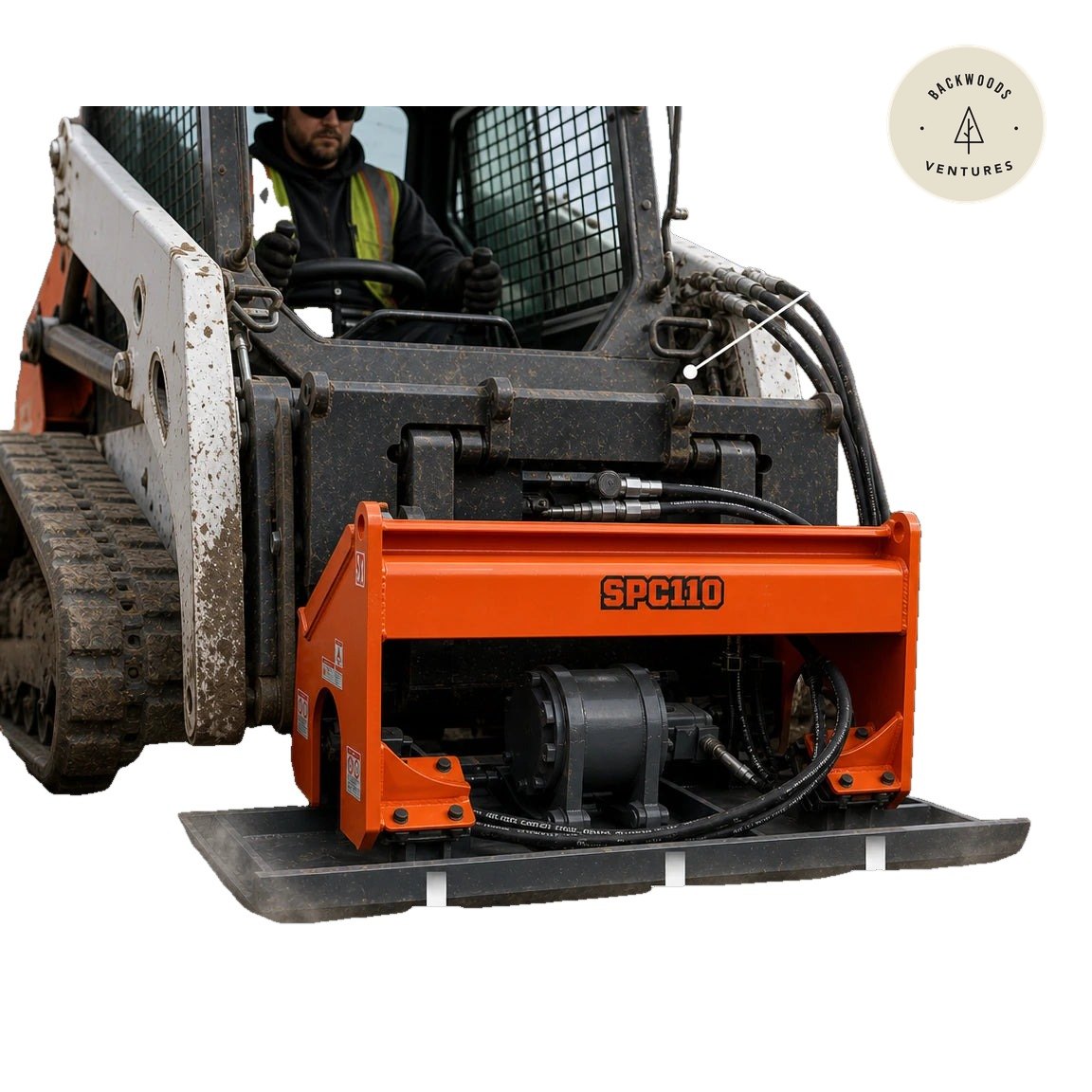 72" Skid Steer Plate Compactor Attachment, 11000lb Compaction Force, Quick Attach, TMG-SPC110