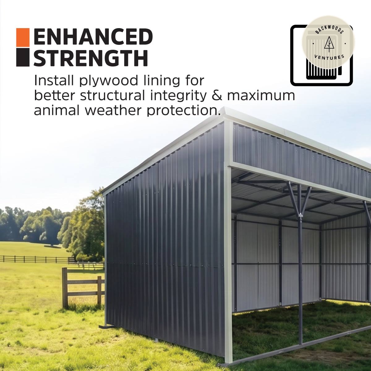 12’ x 27’ Horse Run-In Shed with Portable Skid Mount and Wide Front Opening for Livestock Shelter, Bolts & Nuts Assembling TMG-MSK1227