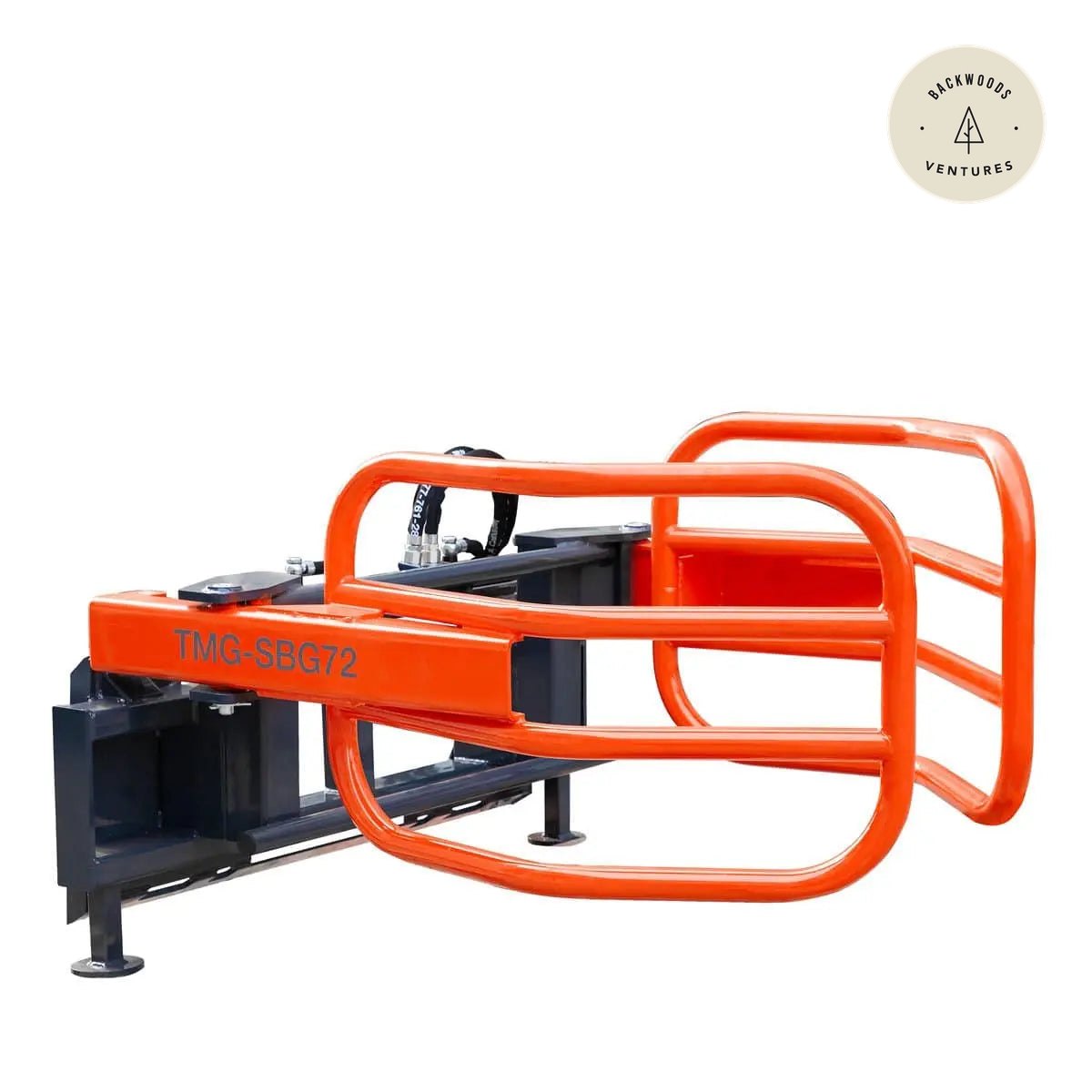 72" Skid Steer Hydraulic Round Bale Gripper/Squeeze Grapple, 2500 lb Capacity, 35" Depth, Dual Kickstands, Tubular Arms, Universal Quick-Mount, TMG-SBG72