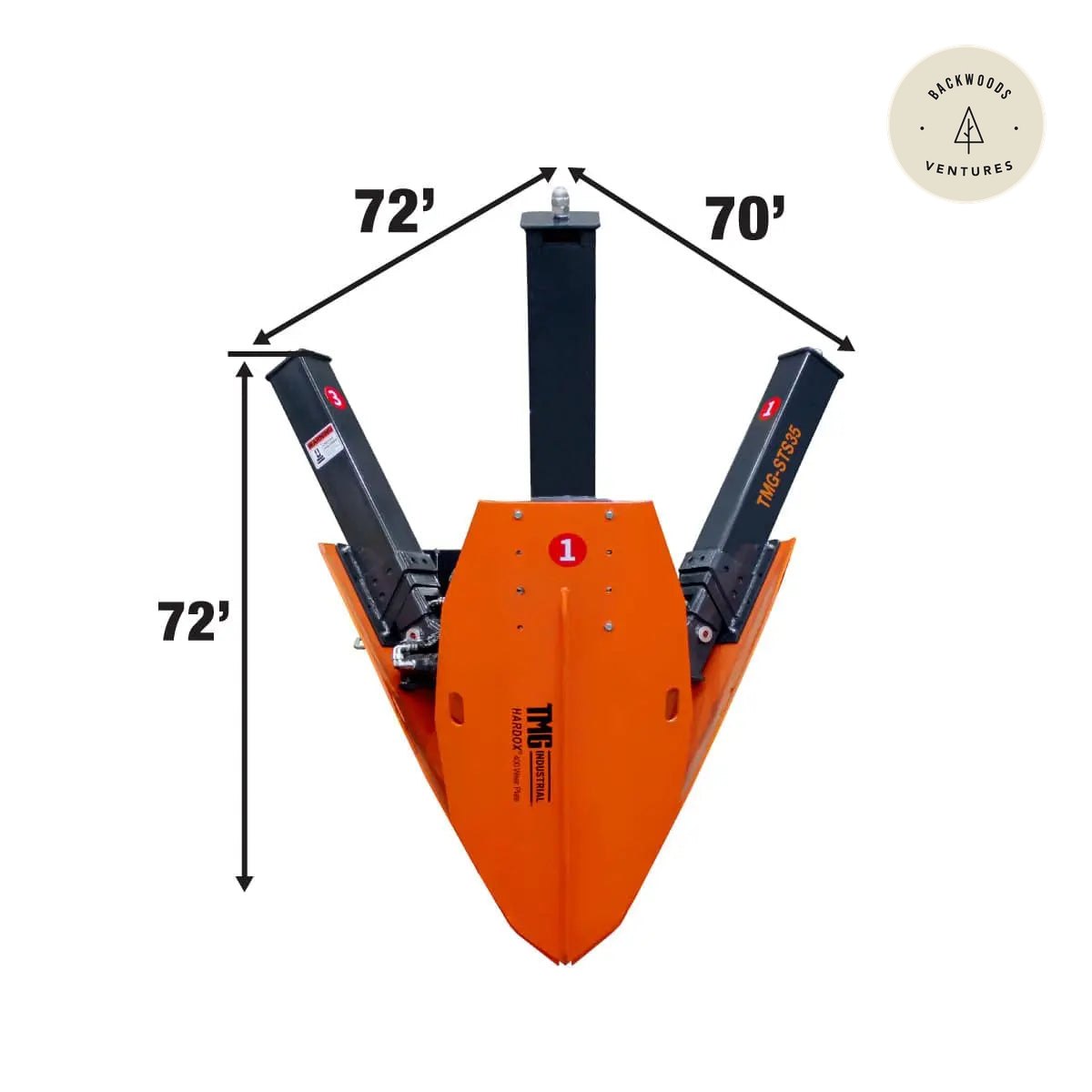 36" Skid Steer Hydraulic Tree Spade, 4" Diameter Cut Capacity, 22" Blade Opening, Hardox® 400 Blades, TMG-STS35