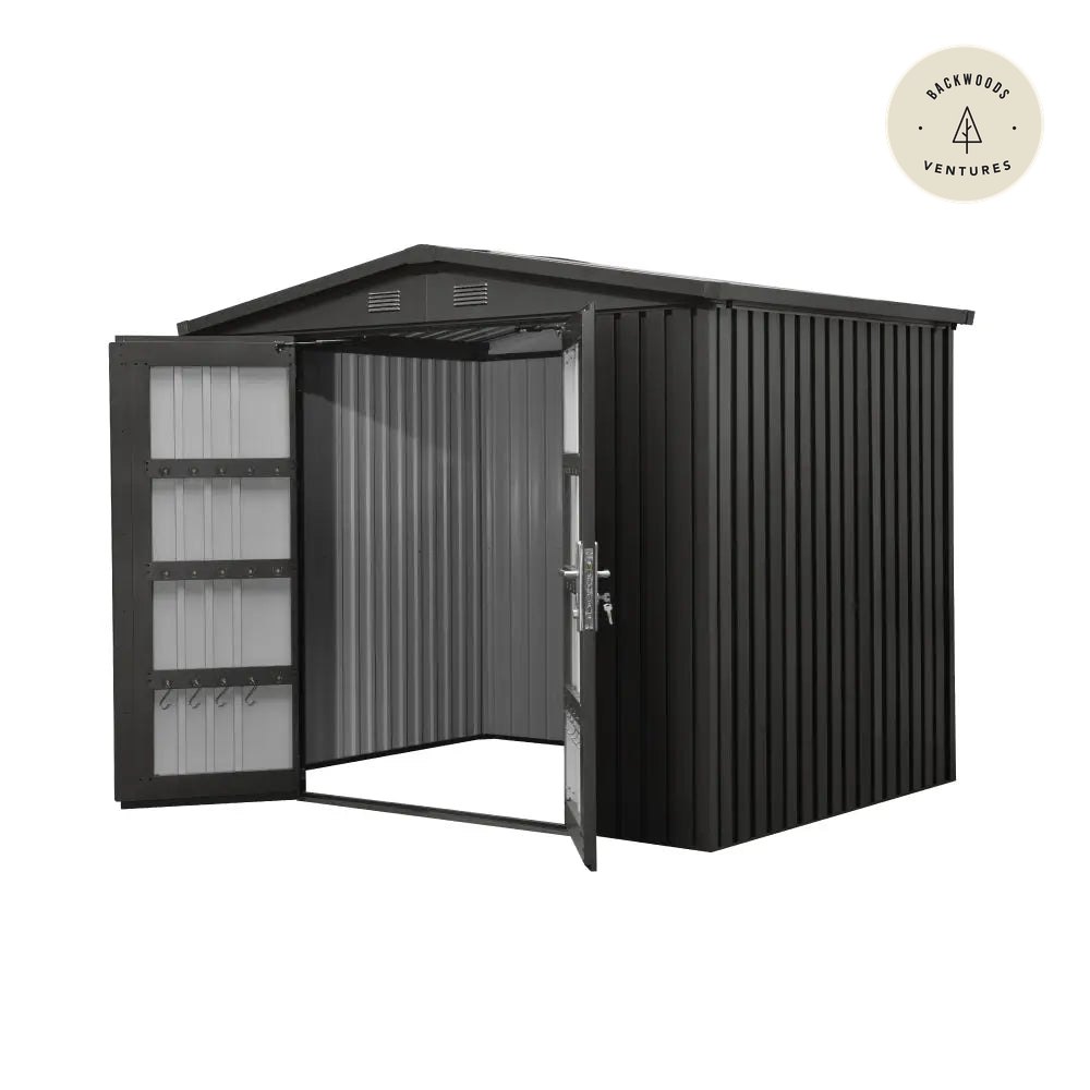 TMG Heavy Series™ 6' x 8' Galvanized Metal Shed, 79" Apex Roof, 50" x 68" Door Opening, TMG-MS0608-PRO