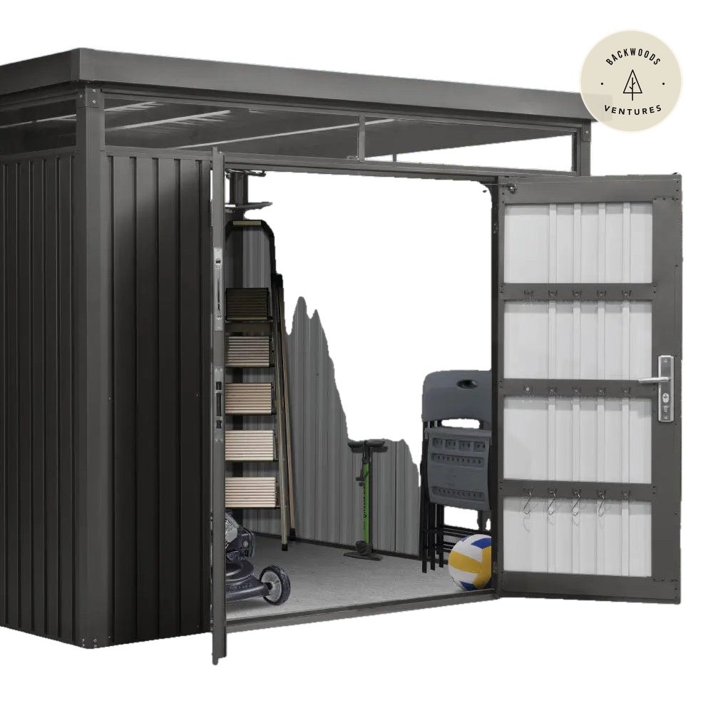 TMG Heavy Series™ 9' x 9' Galvanized Metal Shed, Skylight windows, 59" x 70" Door Opening, TMG-MS0909-PRO