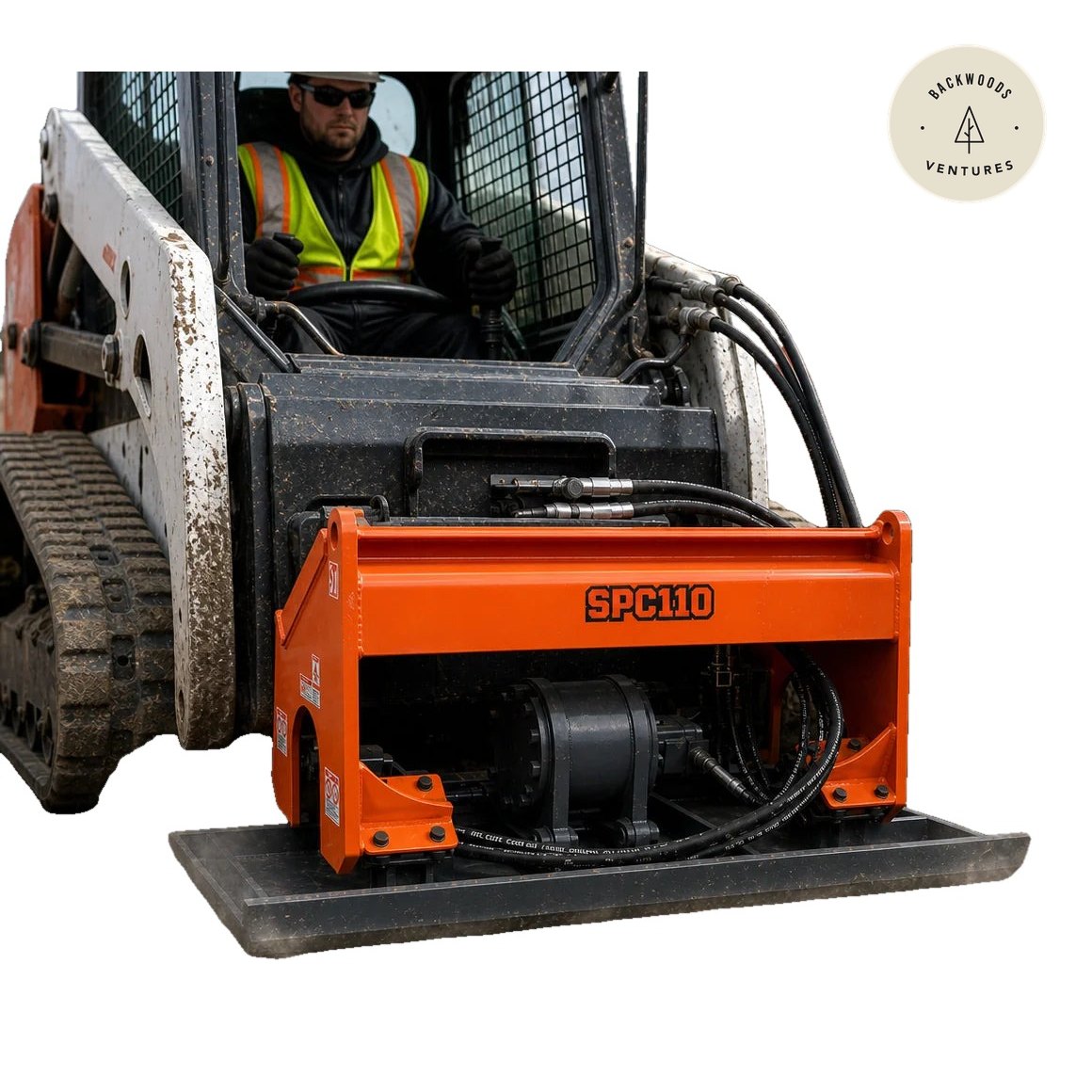 72" Skid Steer Plate Compactor Attachment, 11000lb Compaction Force, Quick Attach, TMG-SPC110
