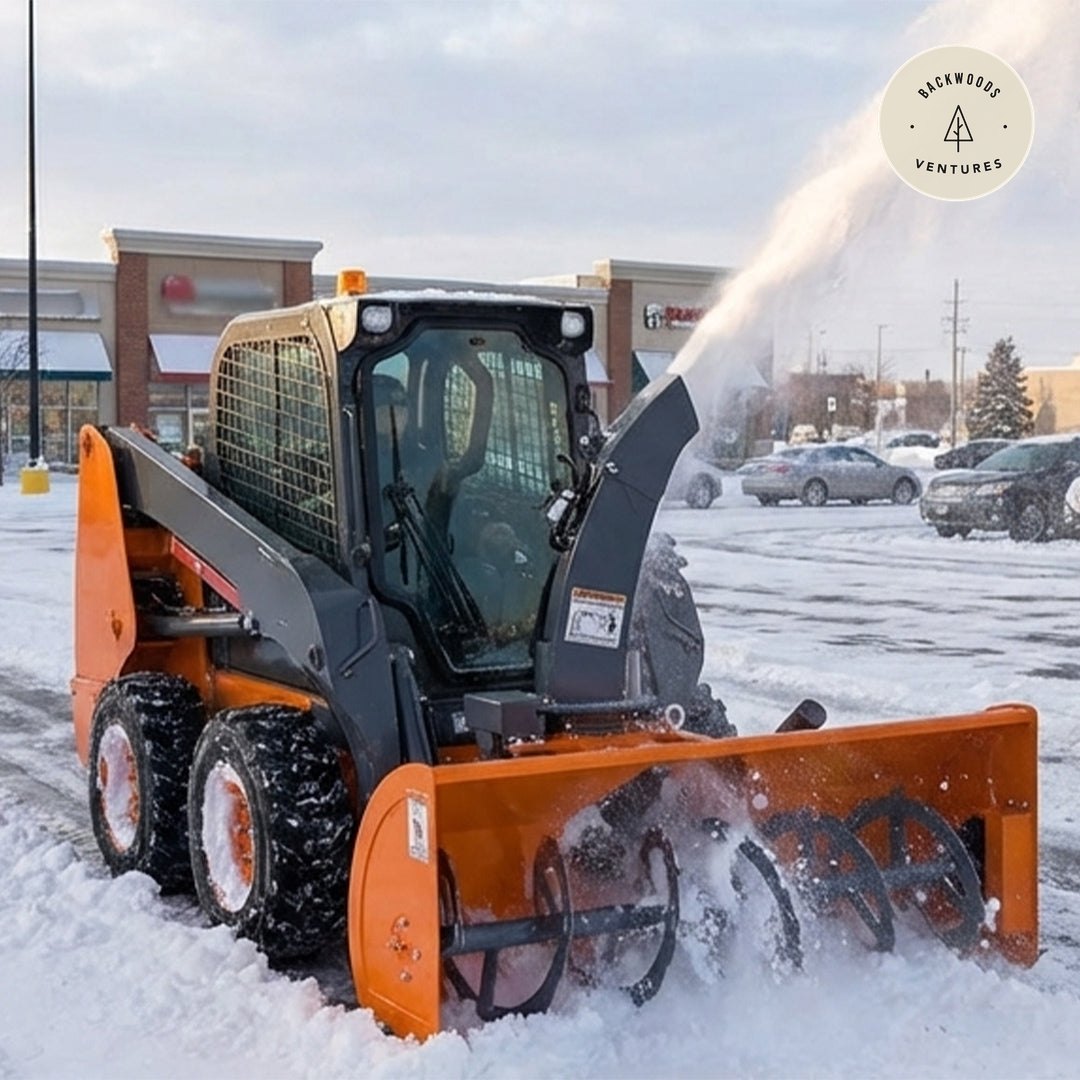 60" Skid Steer Snow Blower, 25-55 HP, 24" Impeller, 360° Motor Driven Snow Chute, TMG-SSB60