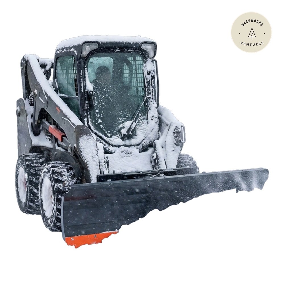 86" Skid Steer Dozer Blade/Snow Plow Pusher, 30° Left & Right, Bolt-On Cutting Edge, Adjustable Skid Shoes, Universal Quick Mount, TMG-DB86