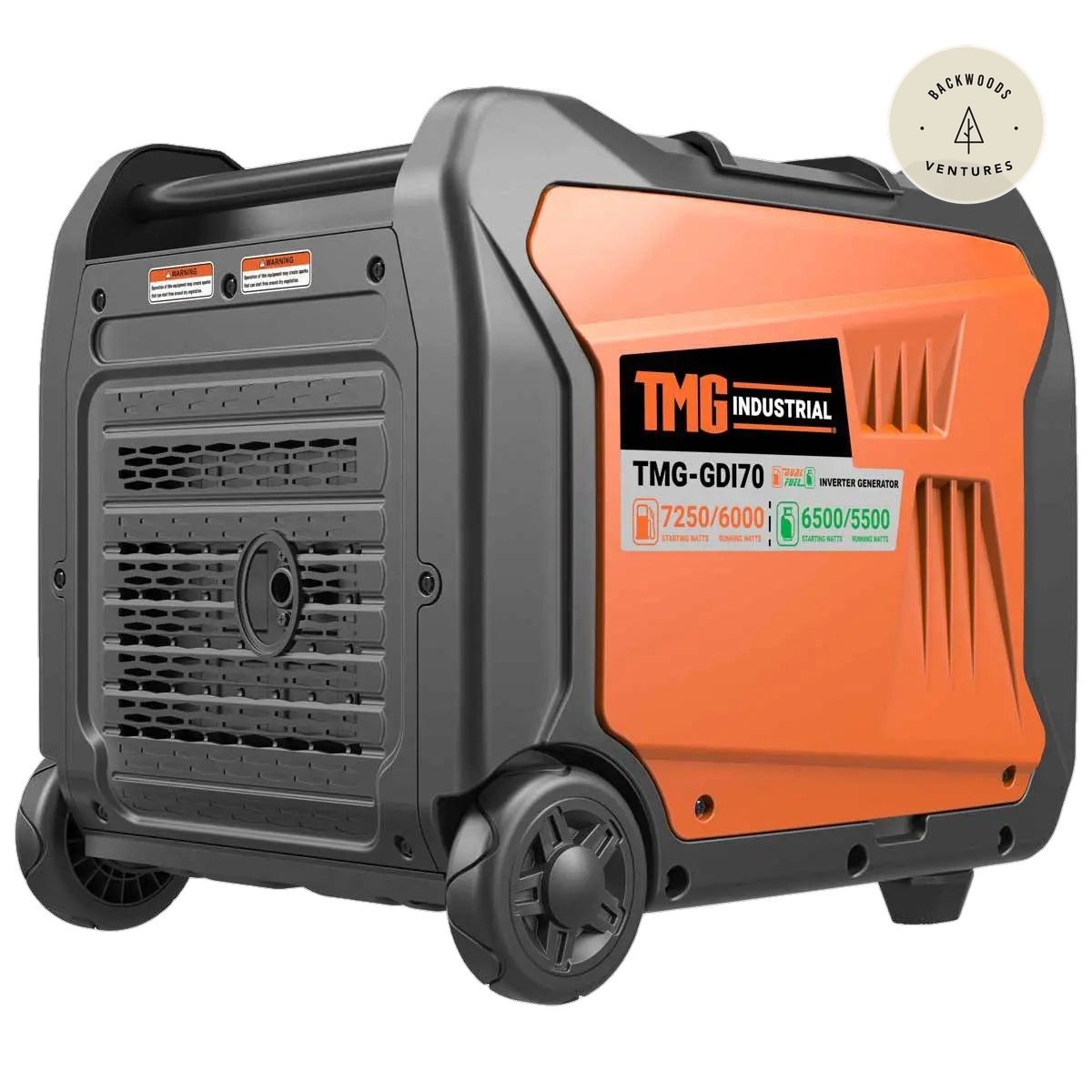 7250W Portable Inverter Generator for Home, RV Power, and Off-Grid Use, Hybrid Dual Fuel (Gas/LPG), THD < 3% TMG-GDI70
