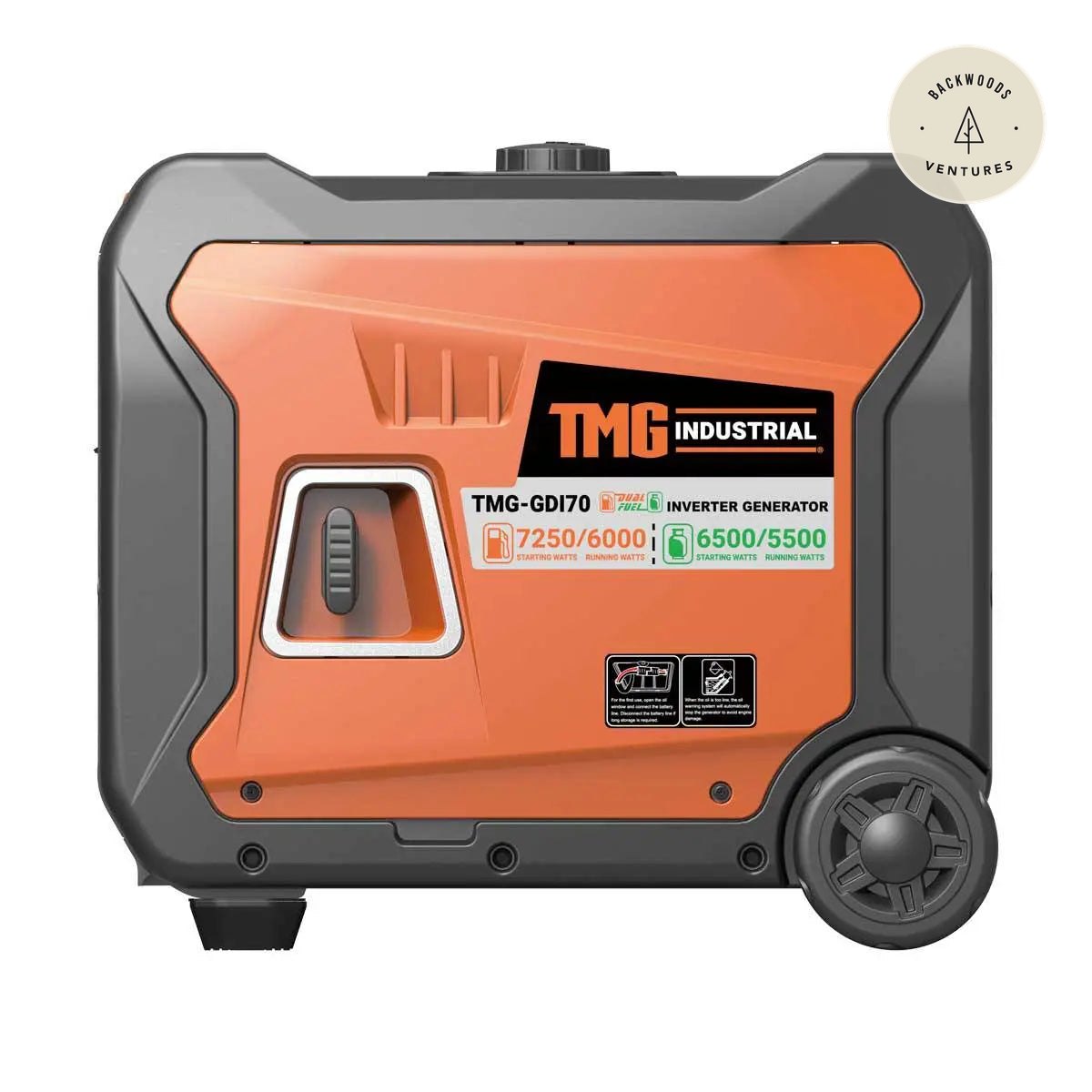 7250W Portable Inverter Generator for Home, RV Power, and Off-Grid Use, Hybrid Dual Fuel (Gas/LPG), THD < 3% TMG-GDI70