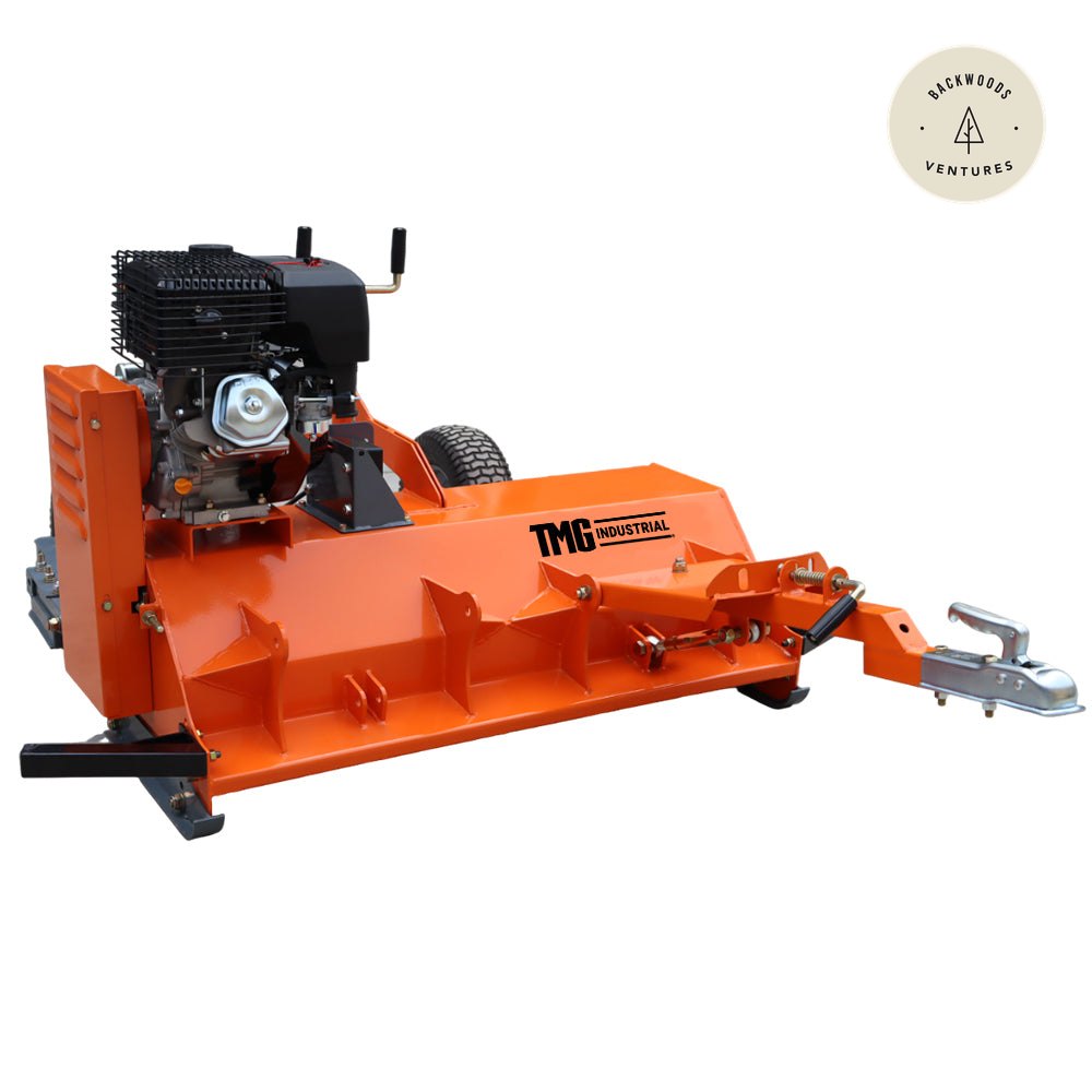 60" ATV/UTV Tow Behind Flail Mower, 15HP Gas Engine, 60 Y-Blade Cutting, 2" Ball Hitch, TMG-AFMS60