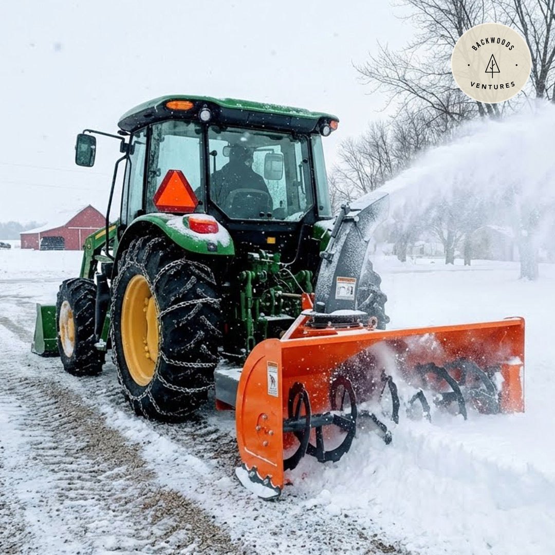 72" 3-Point Hitch Snow Blower, 25-90 HP, 24" Diameter Impeller, 360° Snow Chute, CAT 1 & CAT 2 Suspension, TMG-TBS72