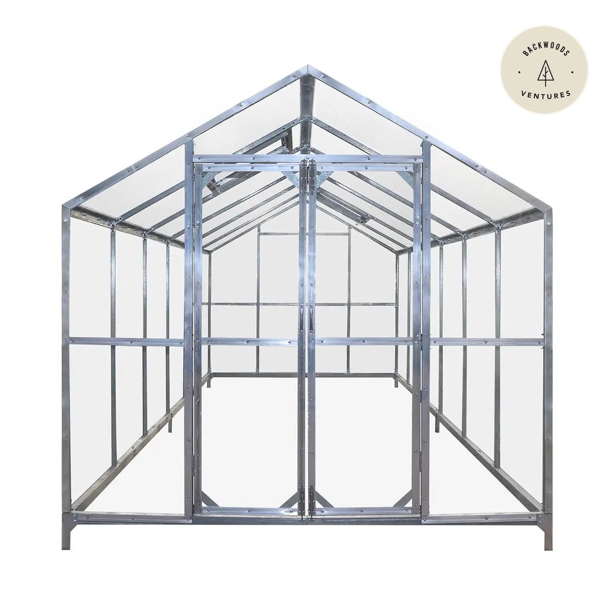 TMG Heavy Series™ 8' x 20' Greenhouse Kit with Galvanized Steel Frame, Polycarb Roof and Crystal-Clear Walls TMG-GH821