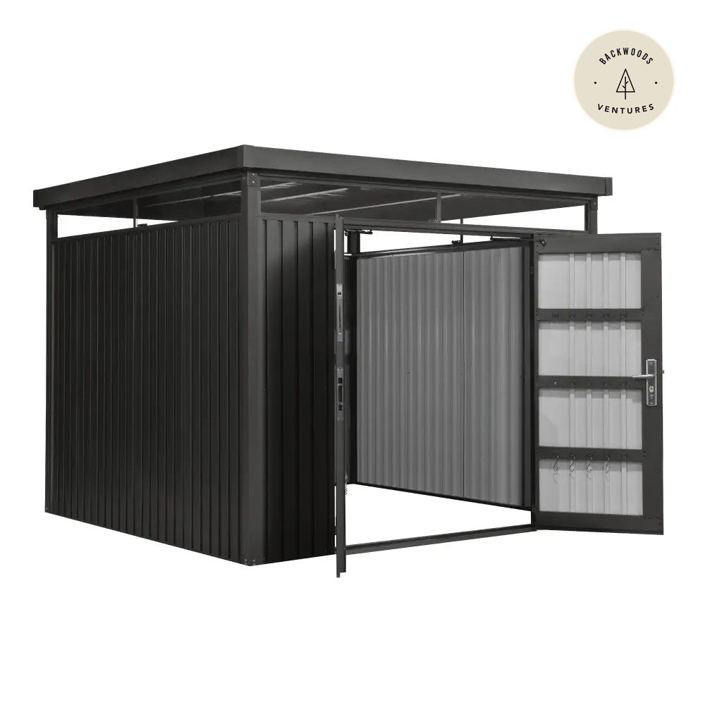 TMG Heavy Series™ 9' x 9' Galvanized Metal Shed, Skylight windows, 59" x 70" Door Opening, TMG-MS0909-PRO