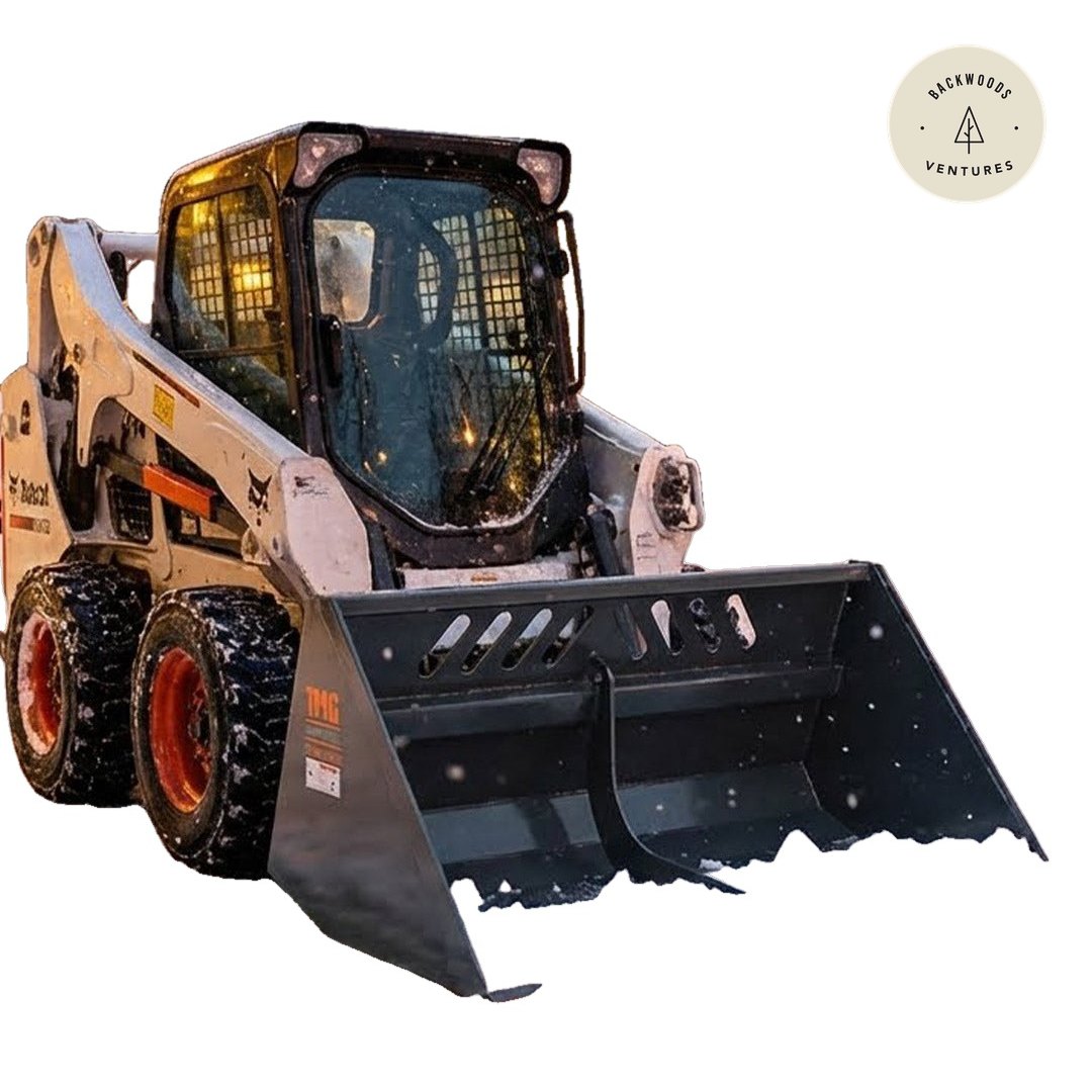 Heavy-Duty 60" Skid Steer Snow/Mulch Bucket, Bolt-On Cut Edge, 1500-lb Weight Capacity, Universal Quick Mount, TMG-SN60