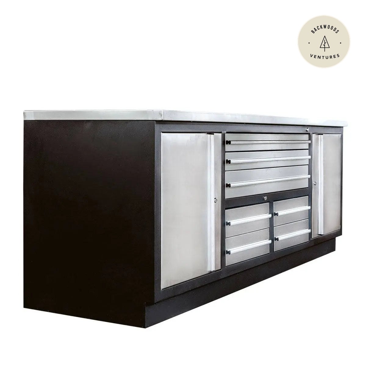 TMG Heavy Series™ 7' Stainless Steel Workbench, 7 Lockable Drawers, 2 Storage Cabinets, All-in-One Welded Frame, TMG-WB707S (Previously TMG-WB85S)