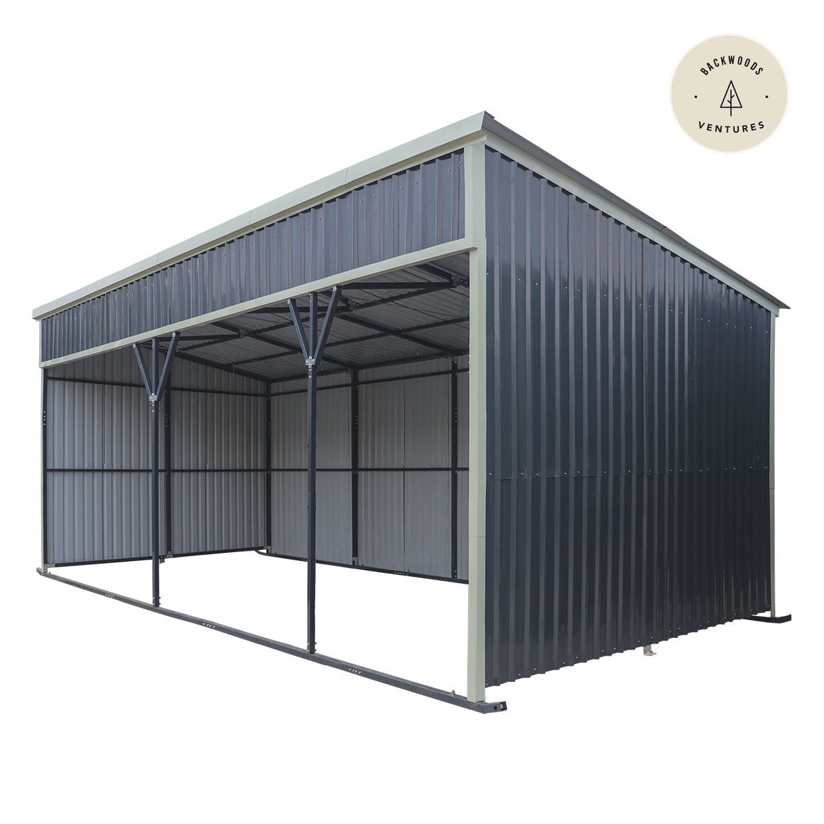 12’ x 27’ Horse Run-In Shed with Portable Skid Mount and Wide Front Opening for Livestock Shelter, Bolts & Nuts Assembling TMG-MSK1227