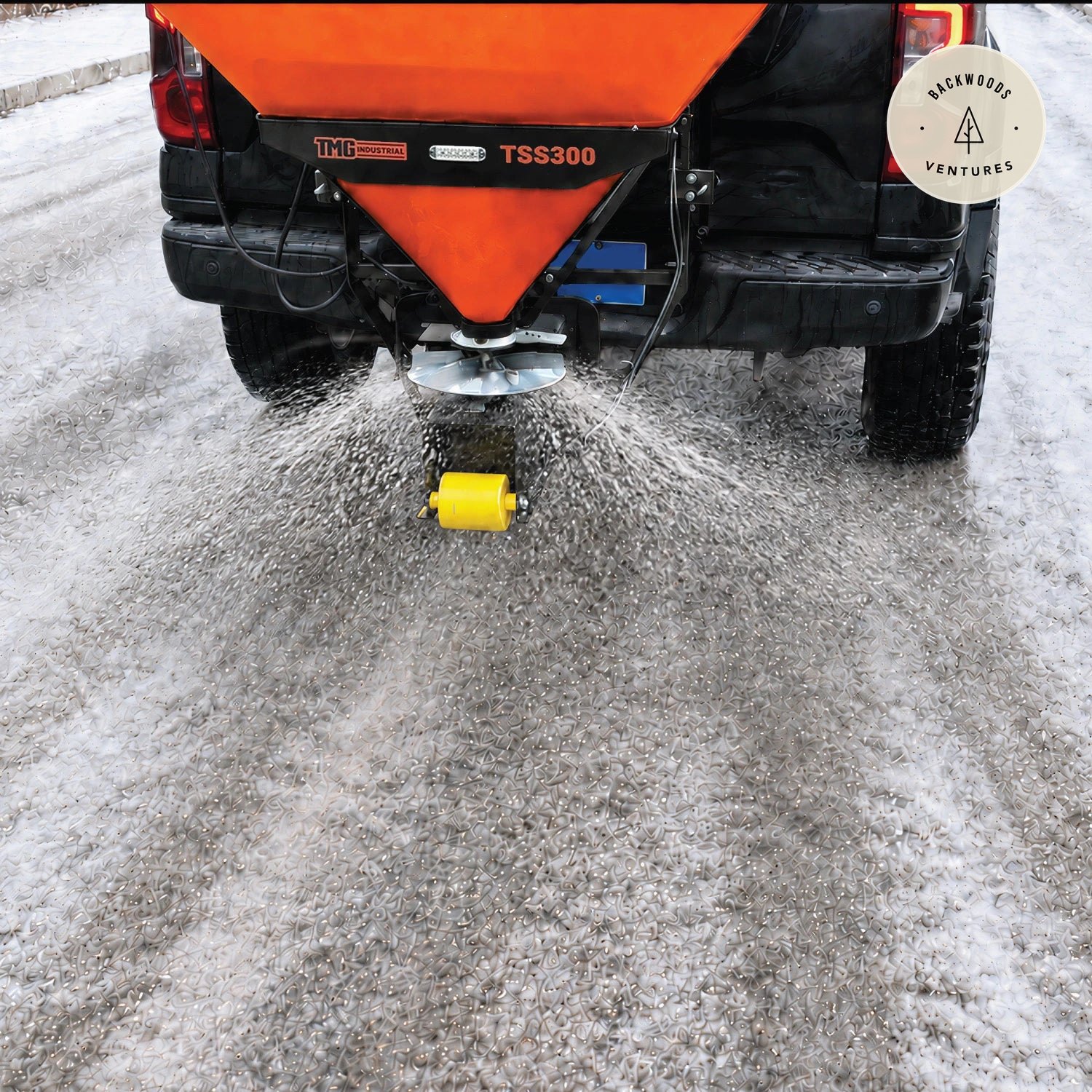 10.6 Cu-Ft Truck Tailgate Salt Spreader, Poly Hopper, 12V Motor, In-Cab Control, 2" Receiver Hitch, TMG-TSS300