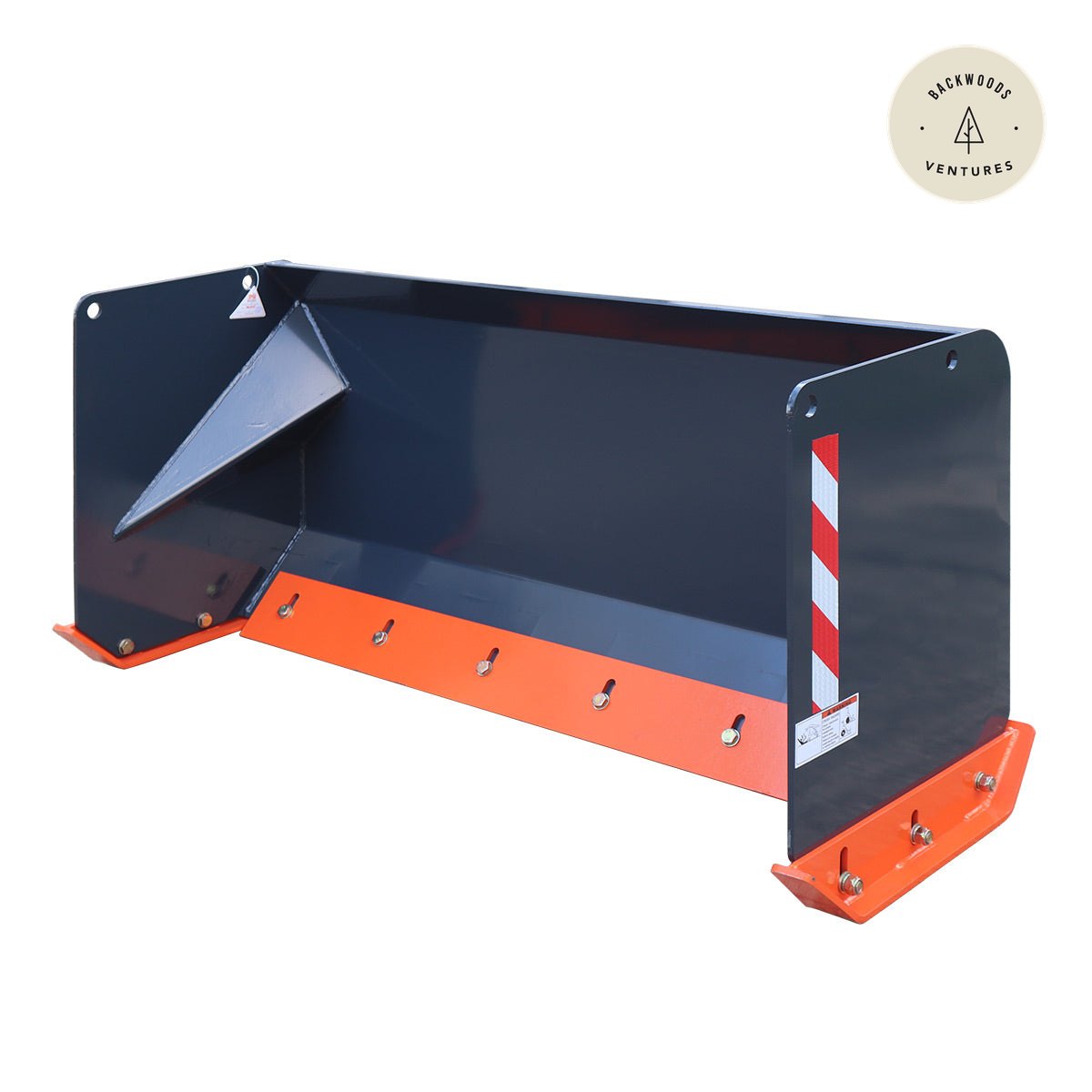 5' Skid Steer Snow Pusher with Replaceable Steel Cutting Edge, Pivoting Wear Shoes, Side Braces, 30-70 HP, TMG-SP05