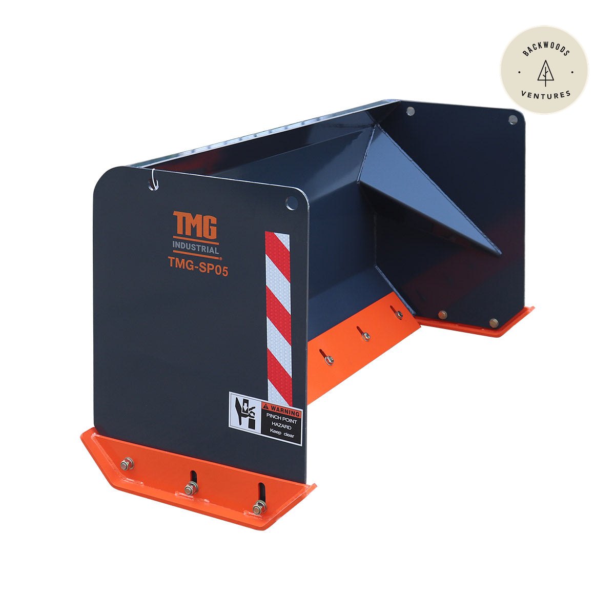 5' Skid Steer Snow Pusher with Replaceable Steel Cutting Edge, Pivoting Wear Shoes, Side Braces, 30-70 HP, TMG-SP05