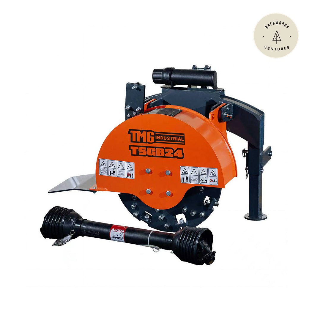 24" Stump Grinder, 3-Point Hitch Category 1, 34 Tungsten Carbide Teeth, for 20-50 HP Tractors, PTO Shaft Included, TMG-TSGB24