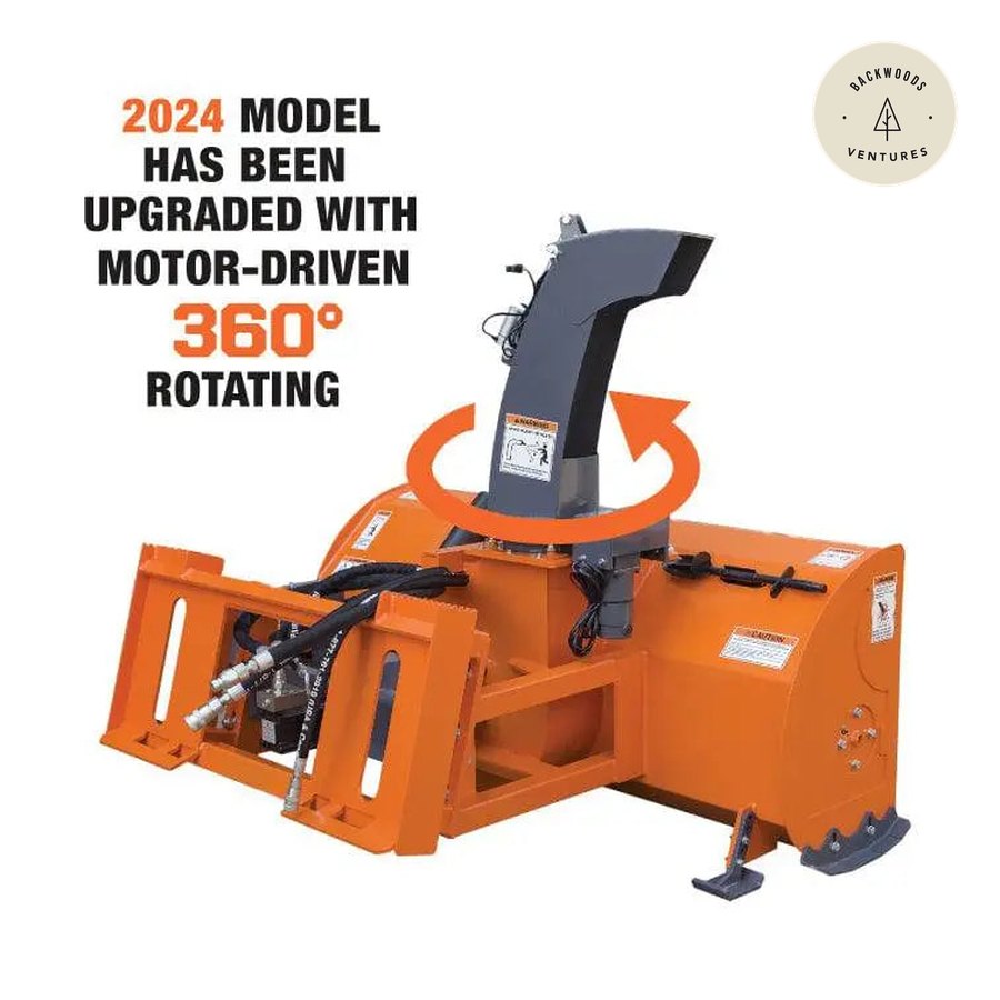 84" Skid Steer Snow Blower 45-75 HP Loader Required, 24" Diameter Impeller, 360° Motor Driven Snow Chute, TMG-SSB84