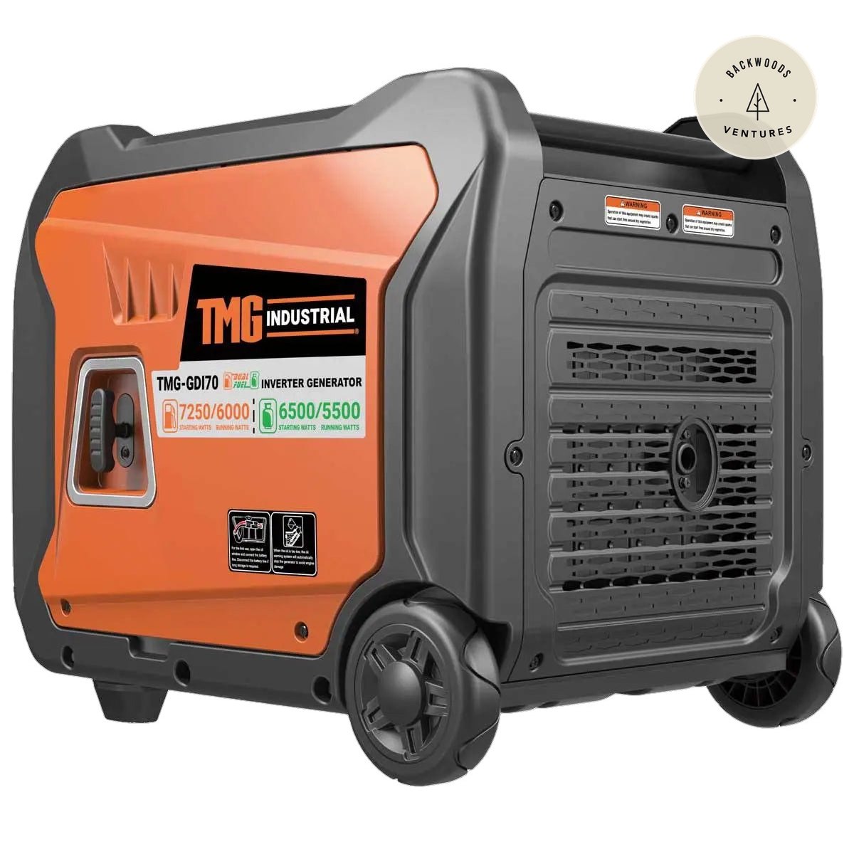 7250W Portable Inverter Generator for Home, RV Power, and Off-Grid Use, Hybrid Dual Fuel (Gas/LPG), THD < 3% TMG-GDI70