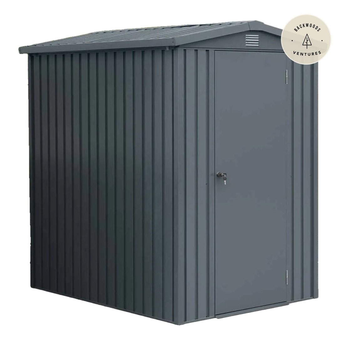 TMG Heavy Series™ 5'x 6' Apex Roof Metal Shed, Galvanized corrugated metal, Apex roof design, Two air vents, TMG-MS0506