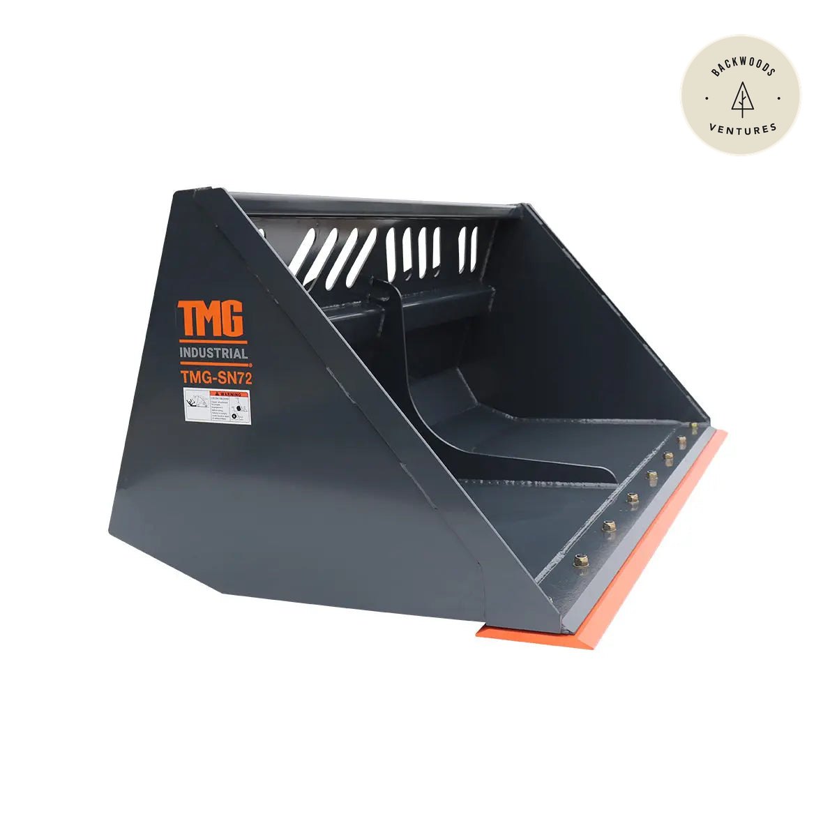 Heavy-Duty 72" Skid Steer Snow/Mulch Bucket, Bolt-On Cut Edge, 1500-lb Weight Capacity, Universal Quick Mount, TMG-SN72