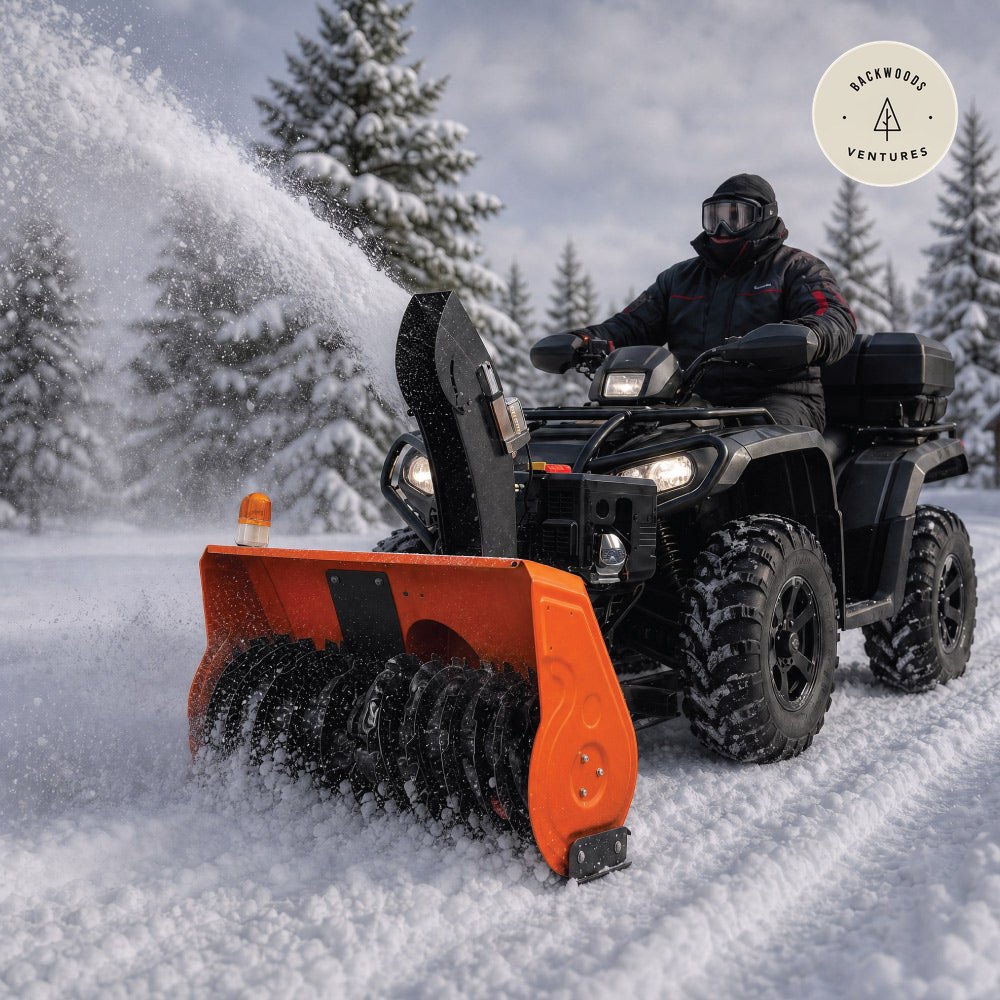 47" ATV/UTV Gas Snow Blower, 24" intake height, 420cc Gas Engine, Serrated Auger, Remote Control, Universal Mount Plate, TMG-GSB48U